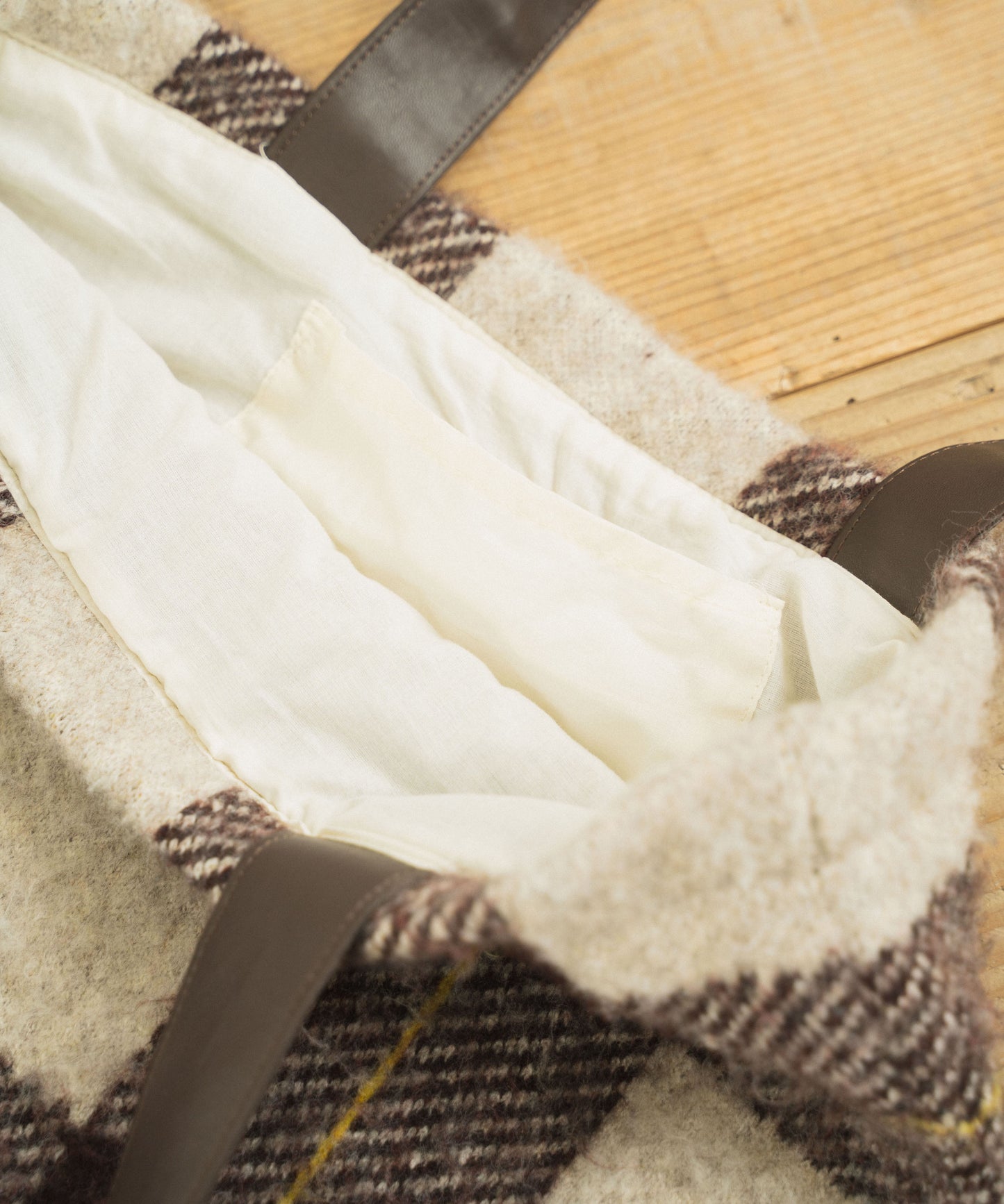mohair mix check big tote bag