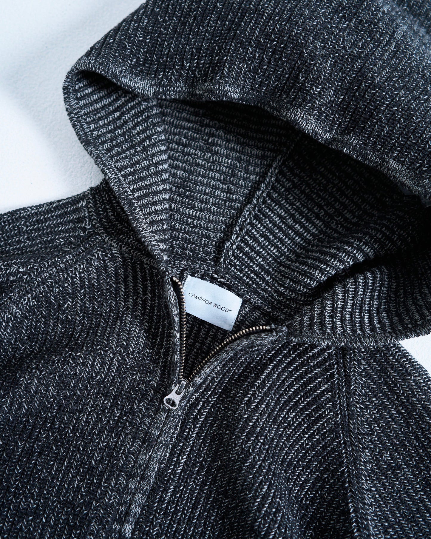 double zip mix yarn knit hoodie