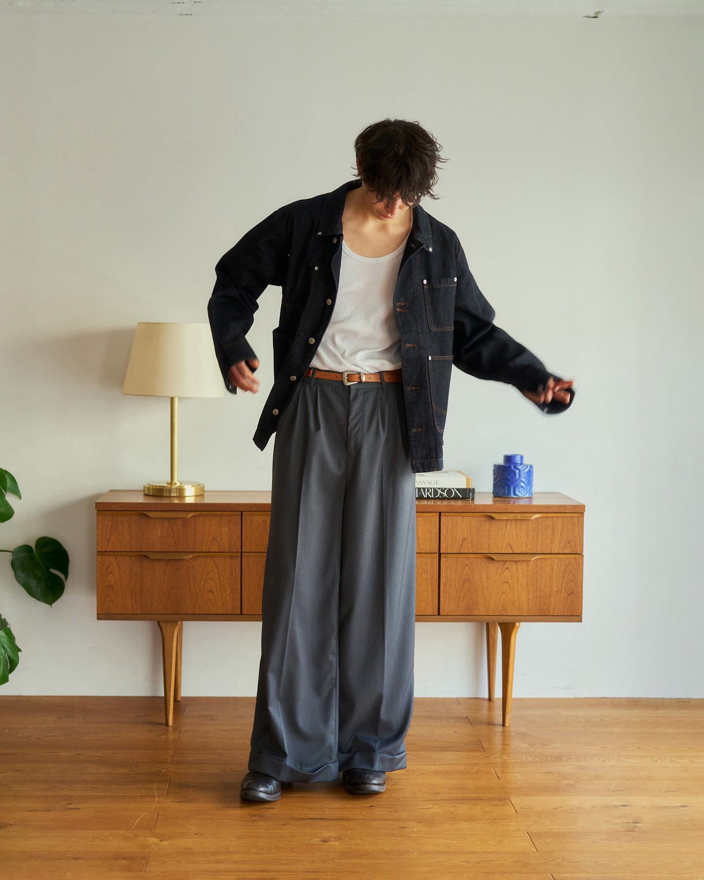 3pockets wide coverall denim jacket