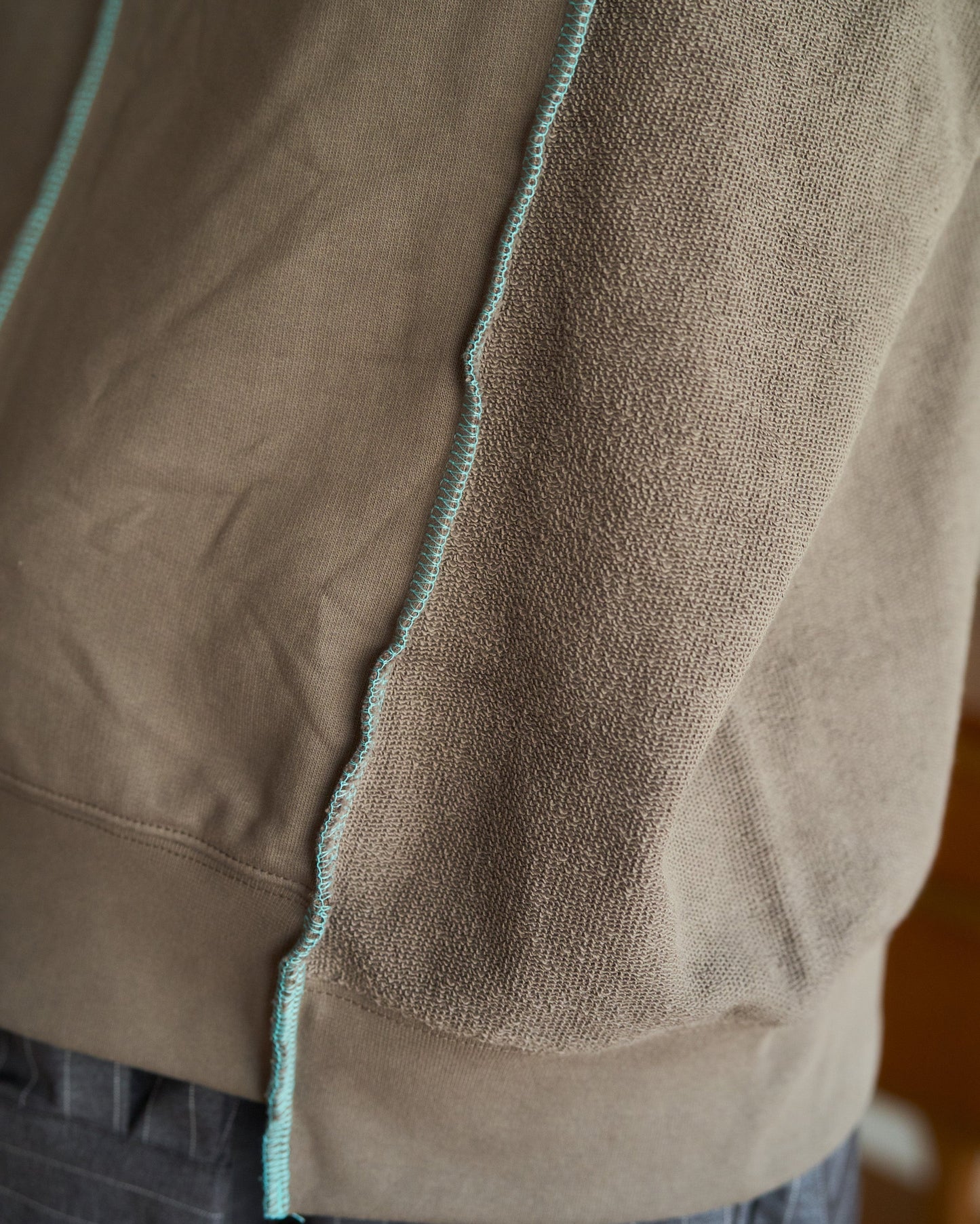 patchwork inside-out stiching sweat