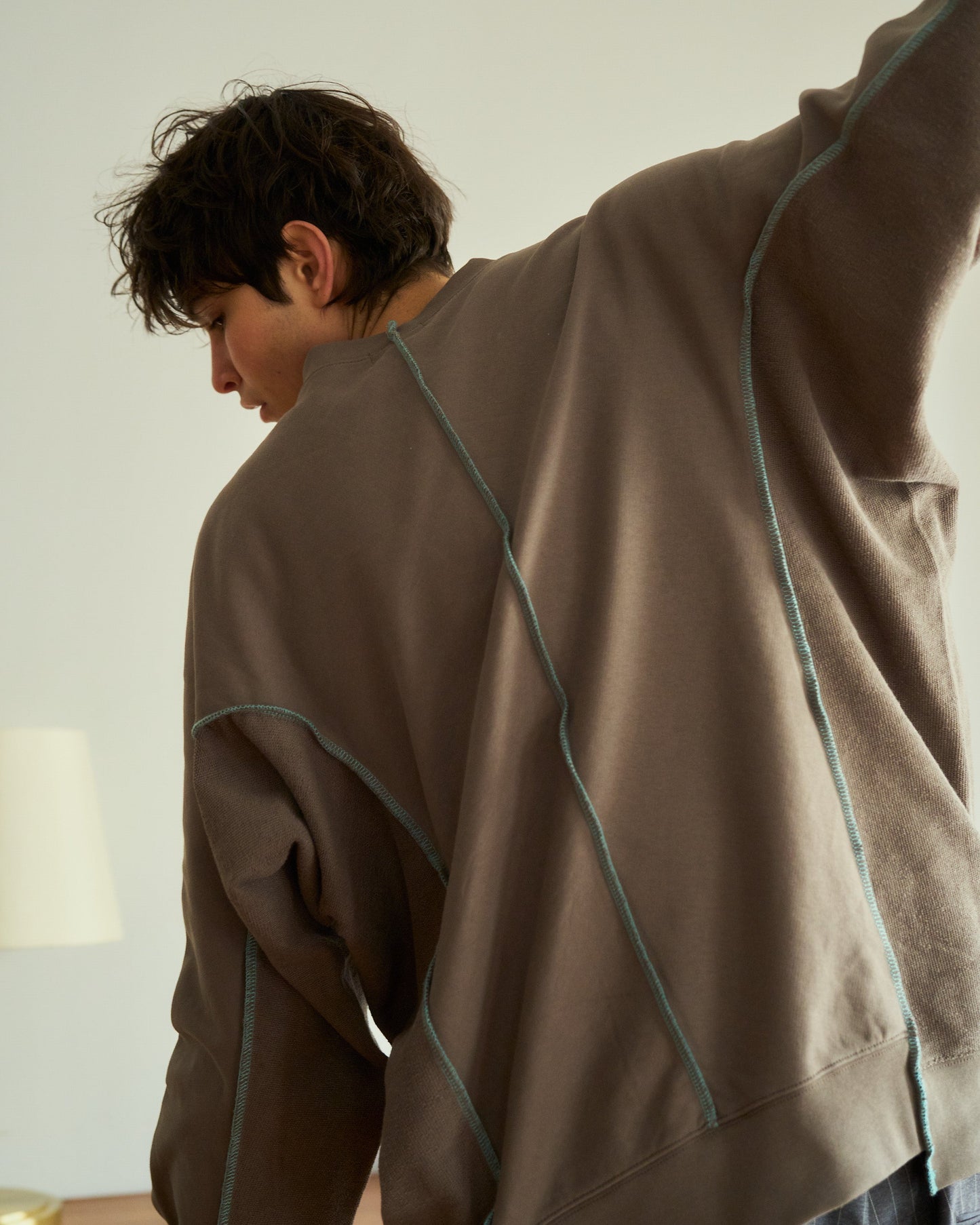 patchwork inside-out stiching sweat