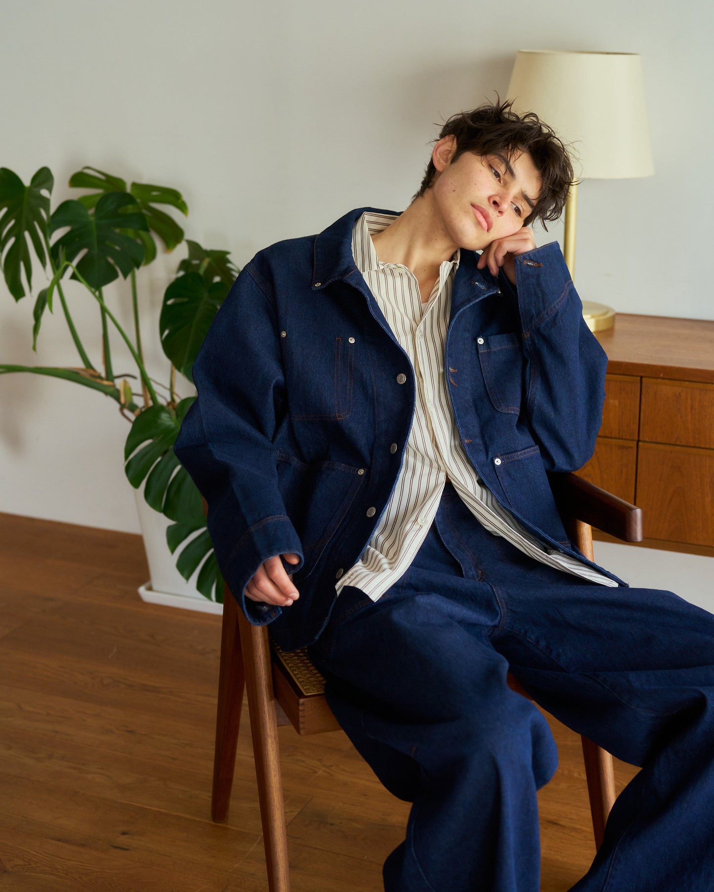 3pockets wide coverall denim jacket