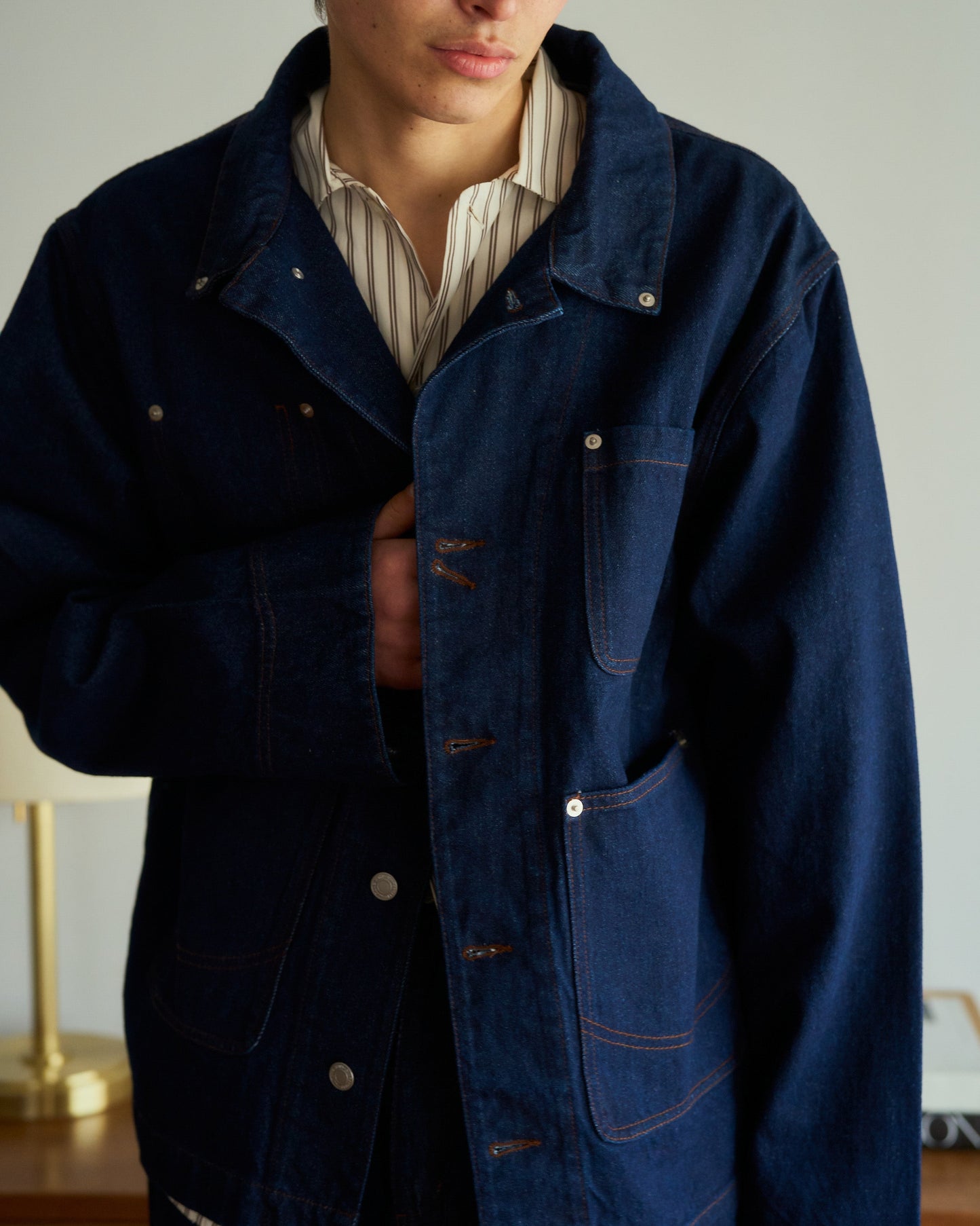 3pockets wide coverall denim jacket