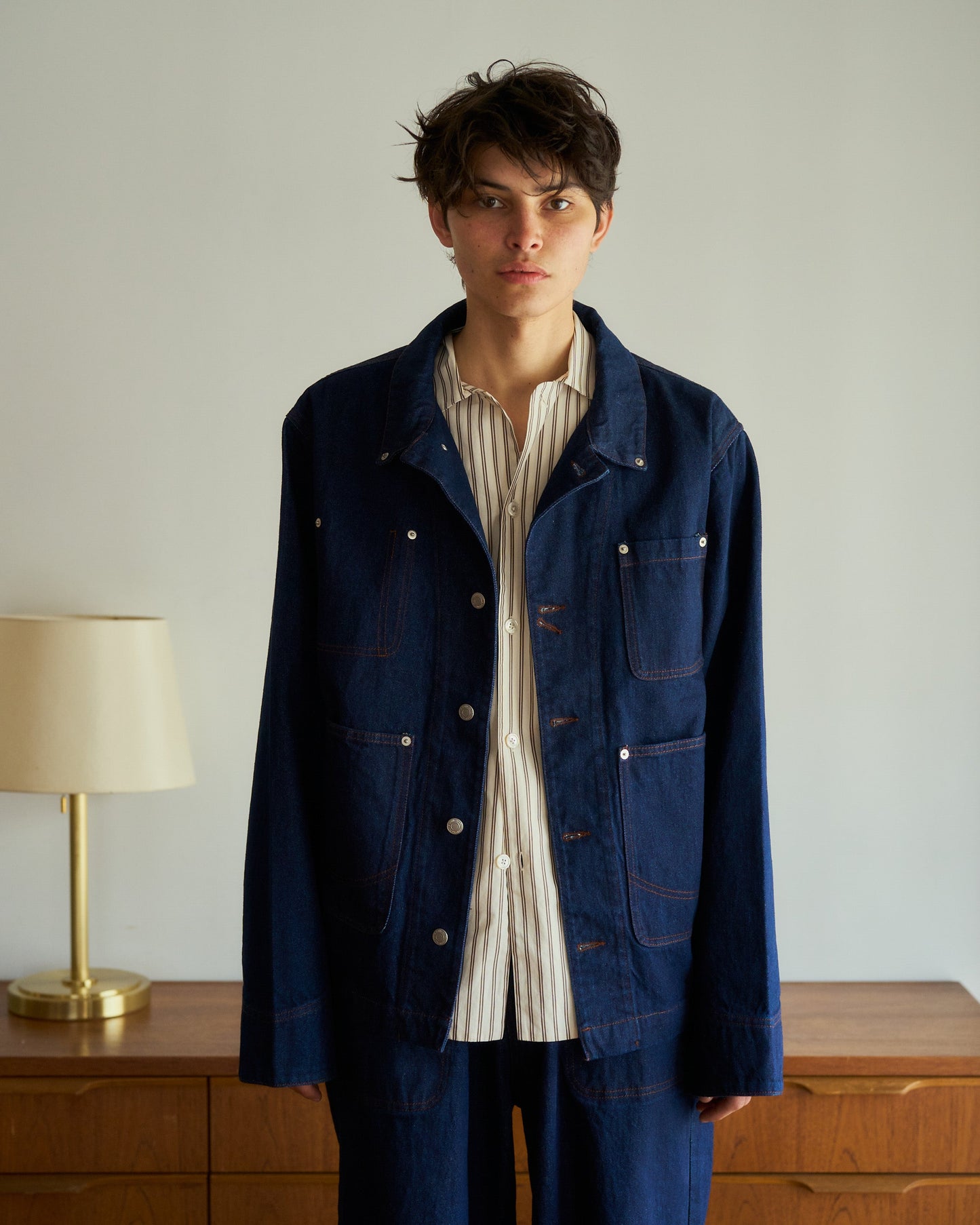 3pockets wide coverall denim jacket