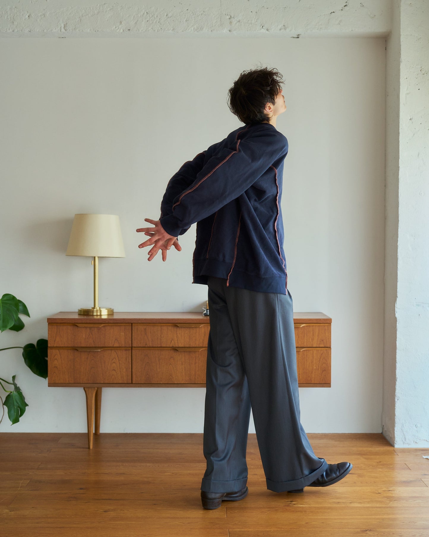 patchwork inside-out stiching sweat