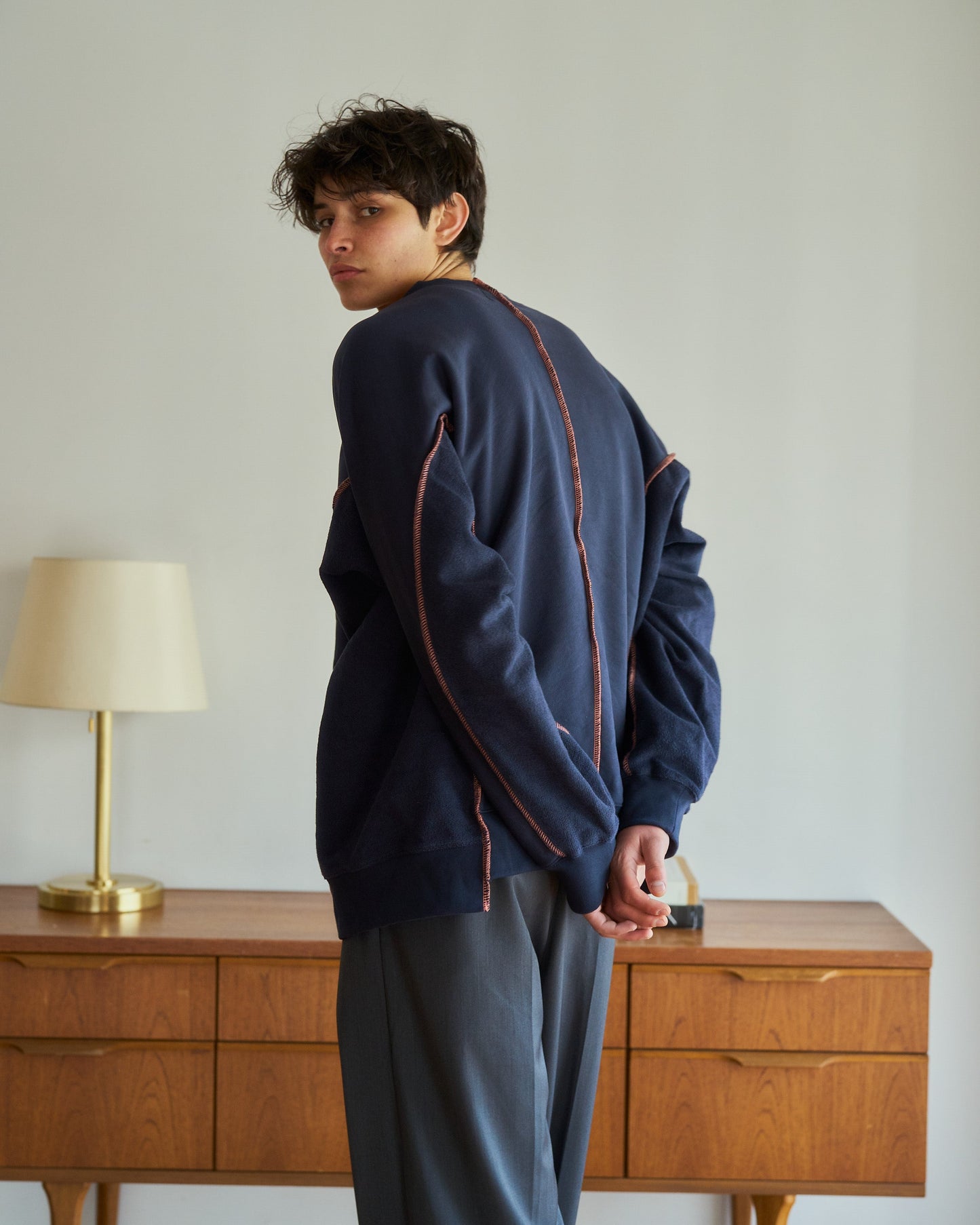 patchwork inside-out stiching sweat
