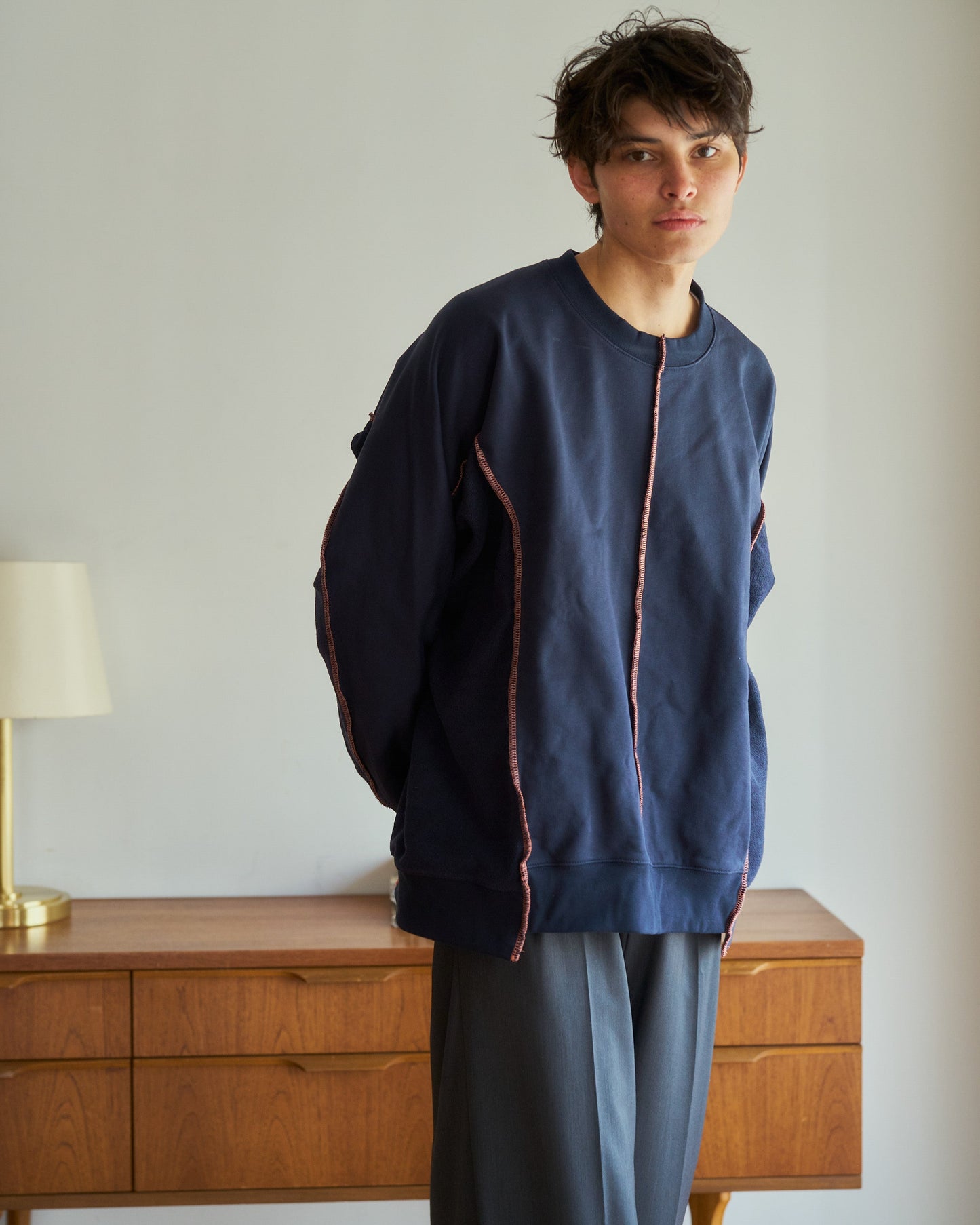 patchwork inside-out stiching sweat