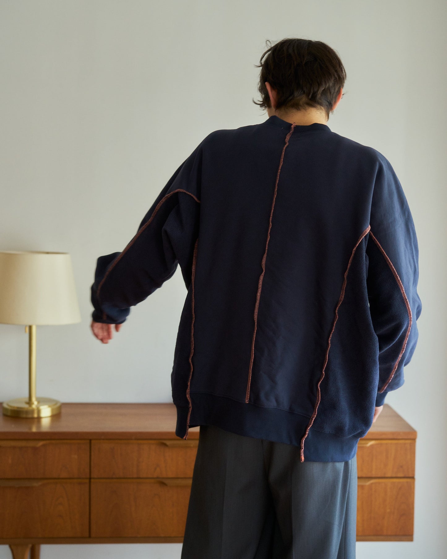 patchwork inside-out stiching sweat