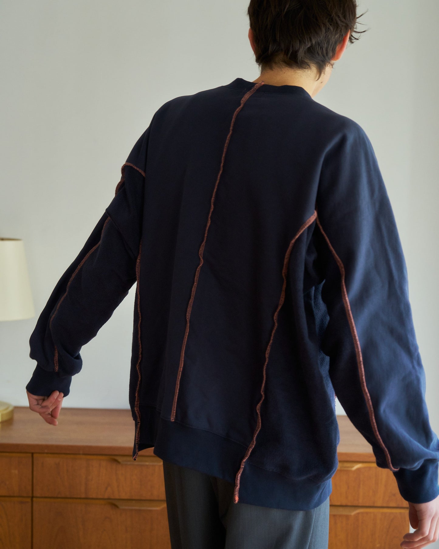 patchwork inside-out stiching sweat