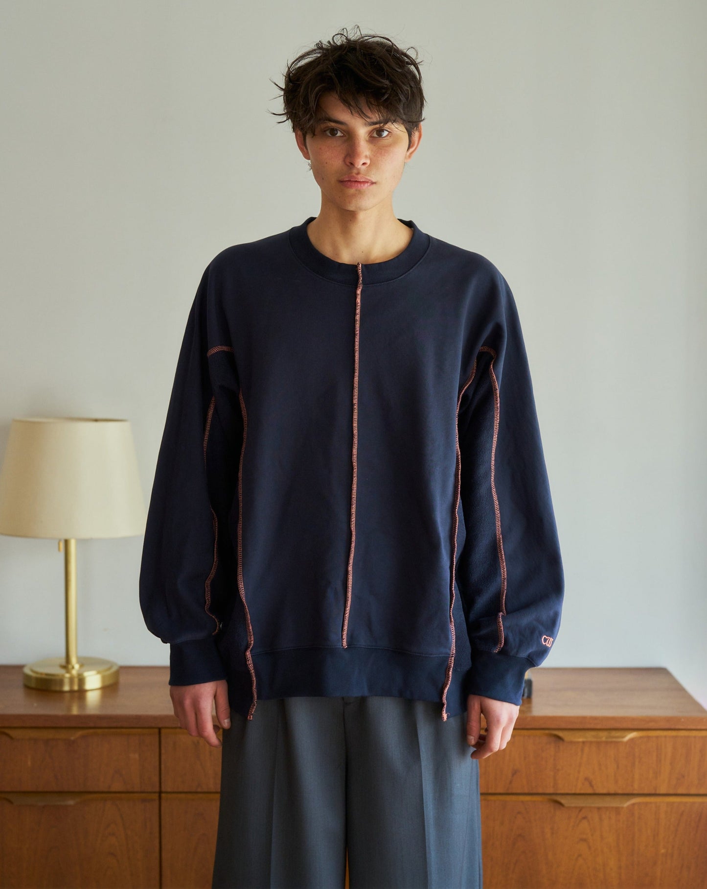patchwork inside-out stiching sweat