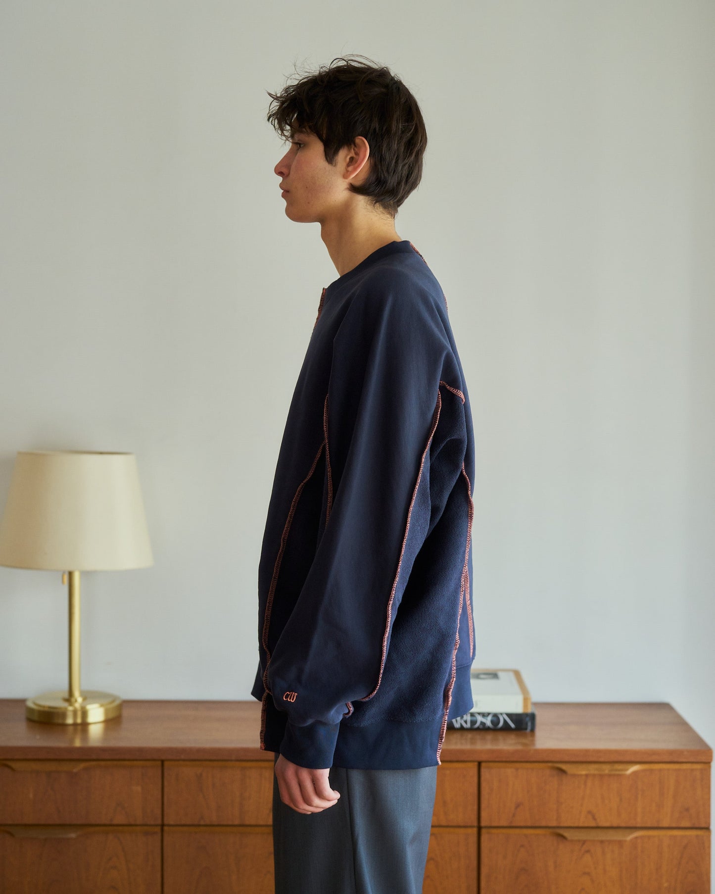 patchwork inside-out stiching sweat