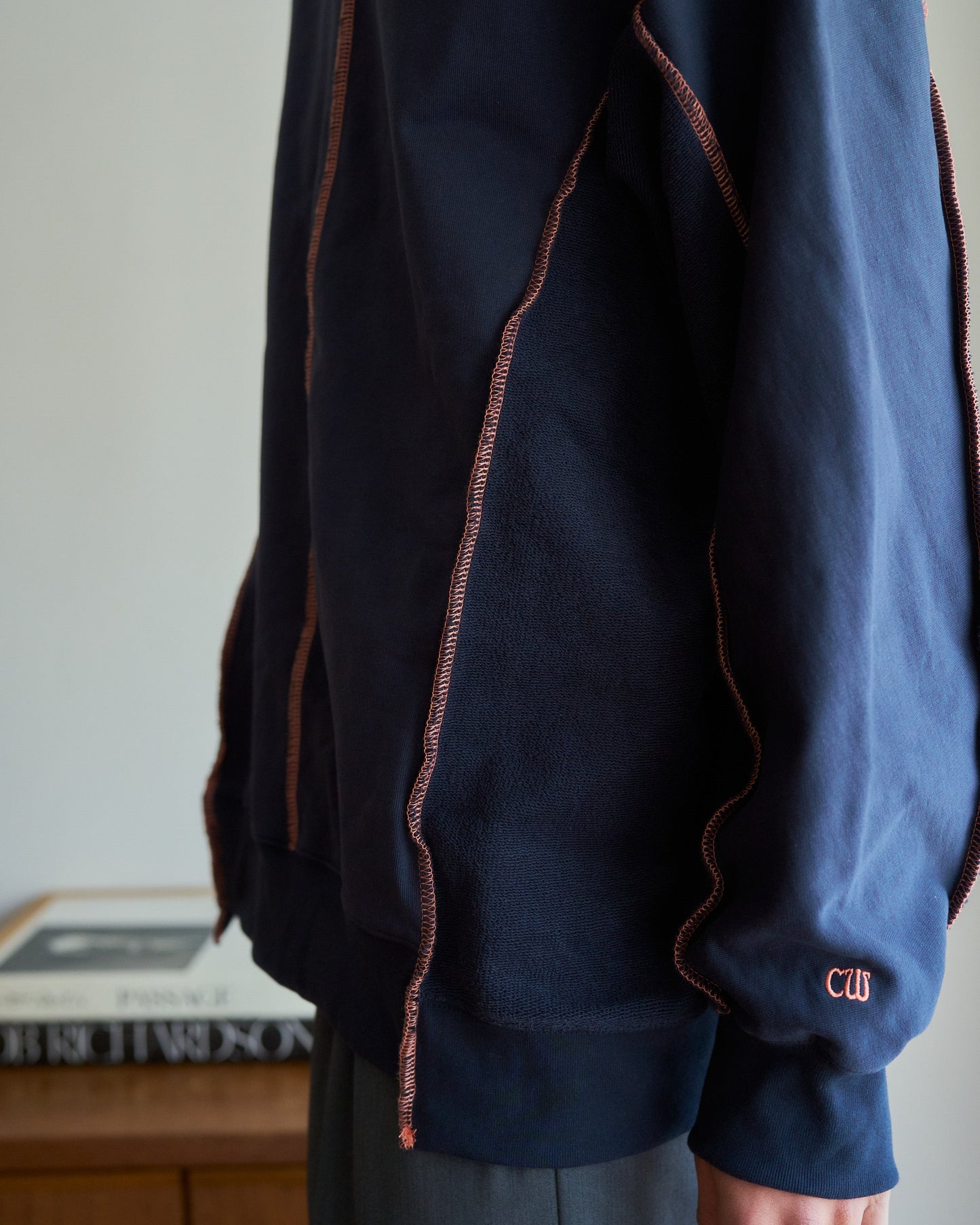 patchwork inside-out stiching sweat
