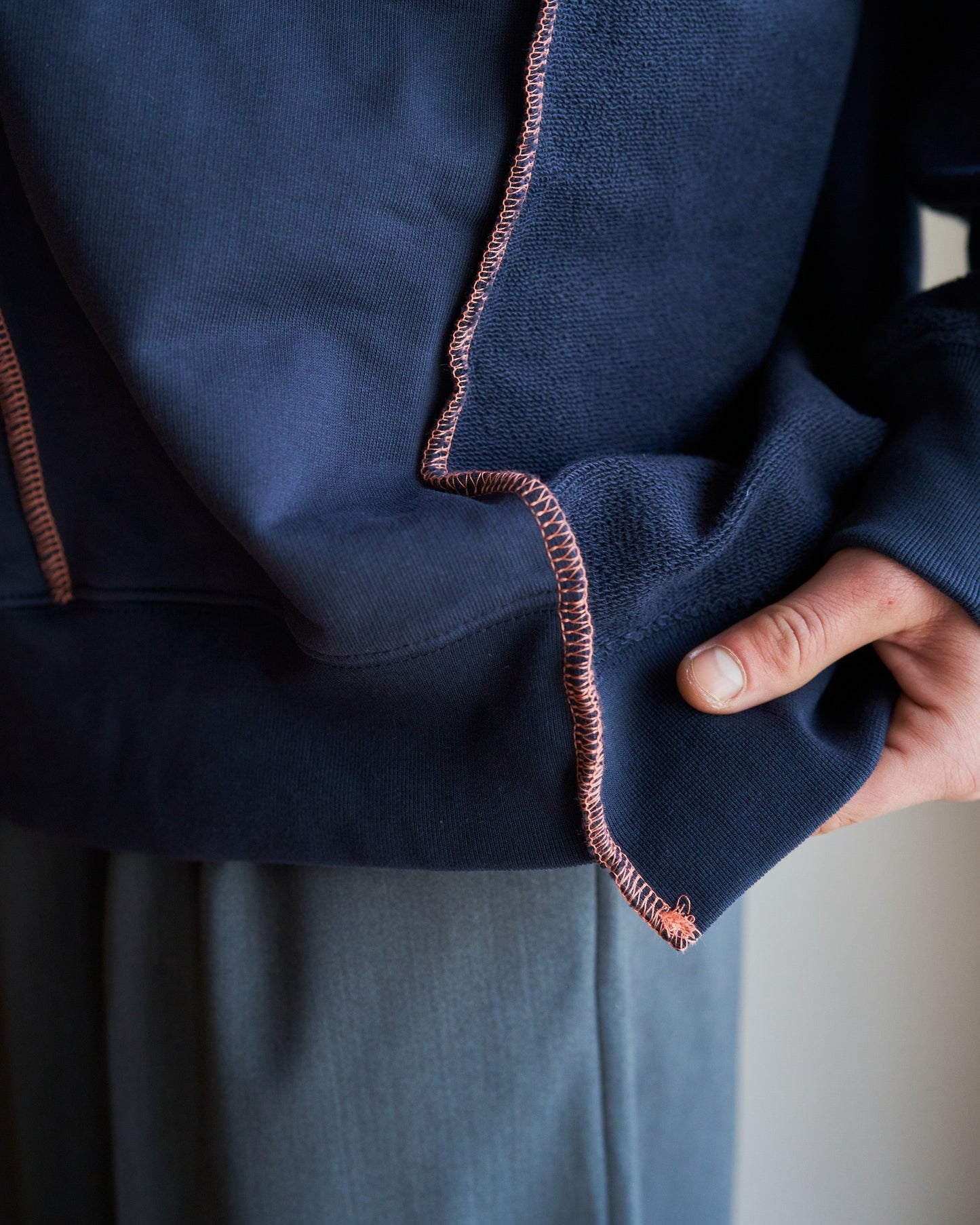 patchwork inside-out stiching sweat