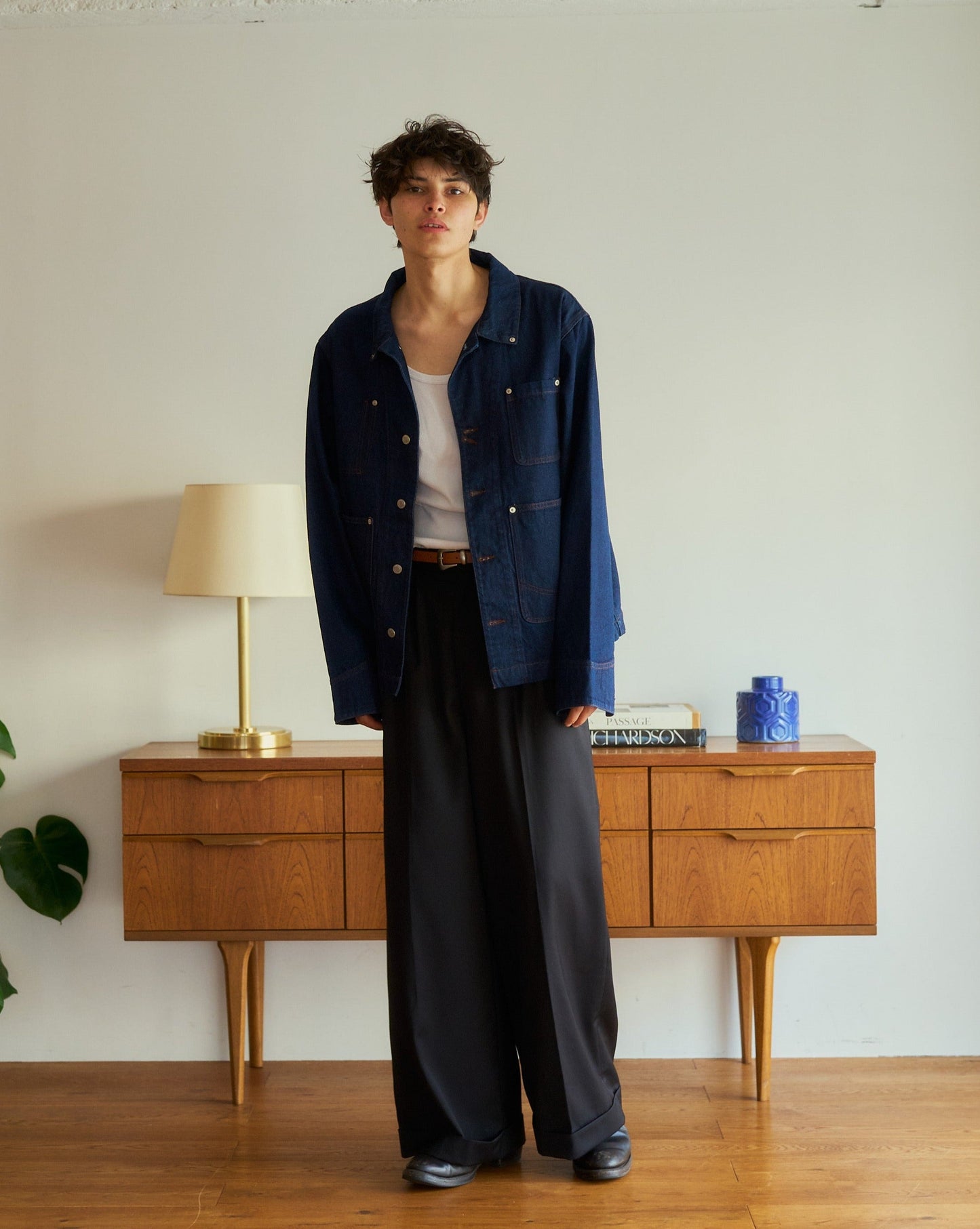 2tuck wide baggy flare slacks