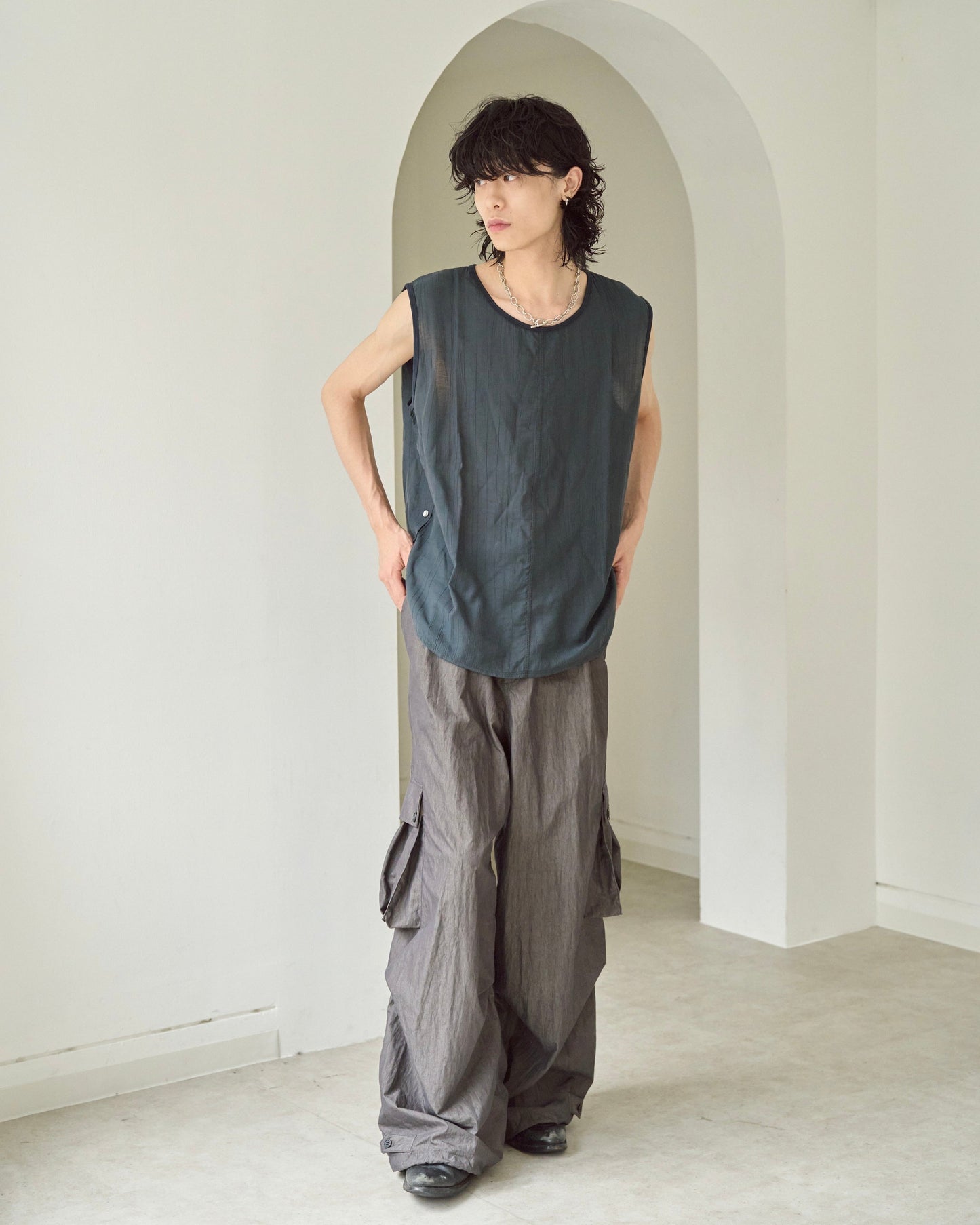 sleeve less semi-sheer tops