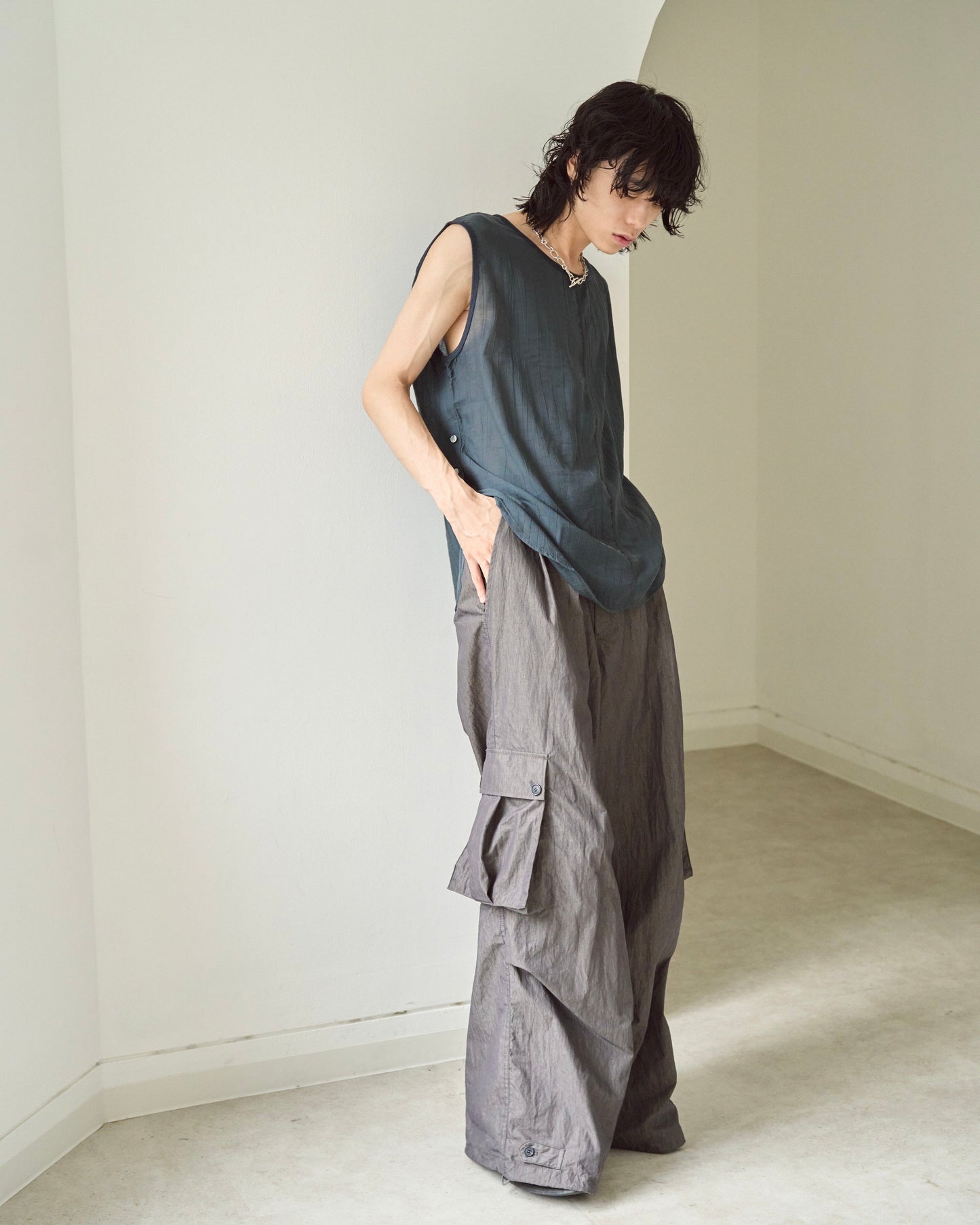 sleeve less semi-sheer tops
