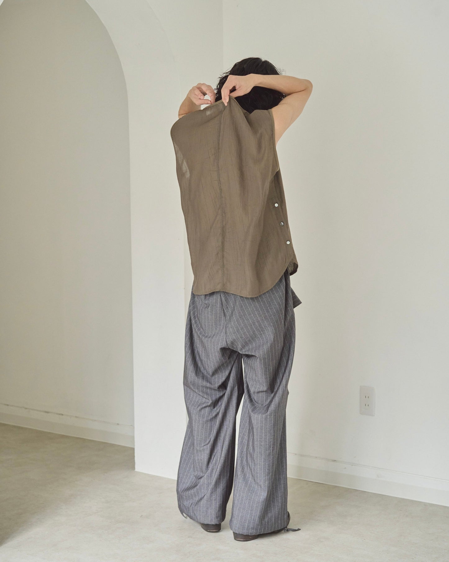 sleeve less semi-sheer tops