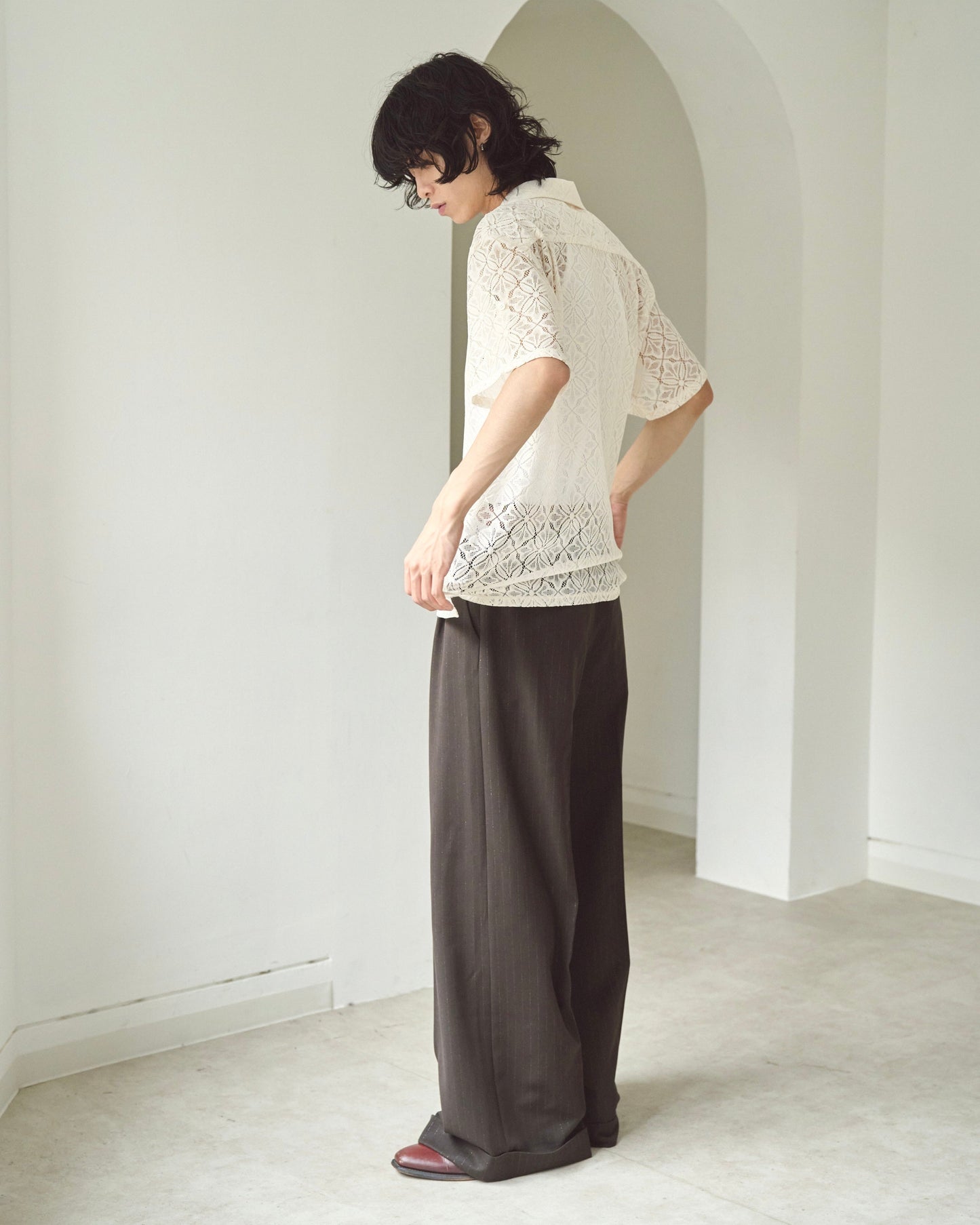 flower sheer embrodery shirt