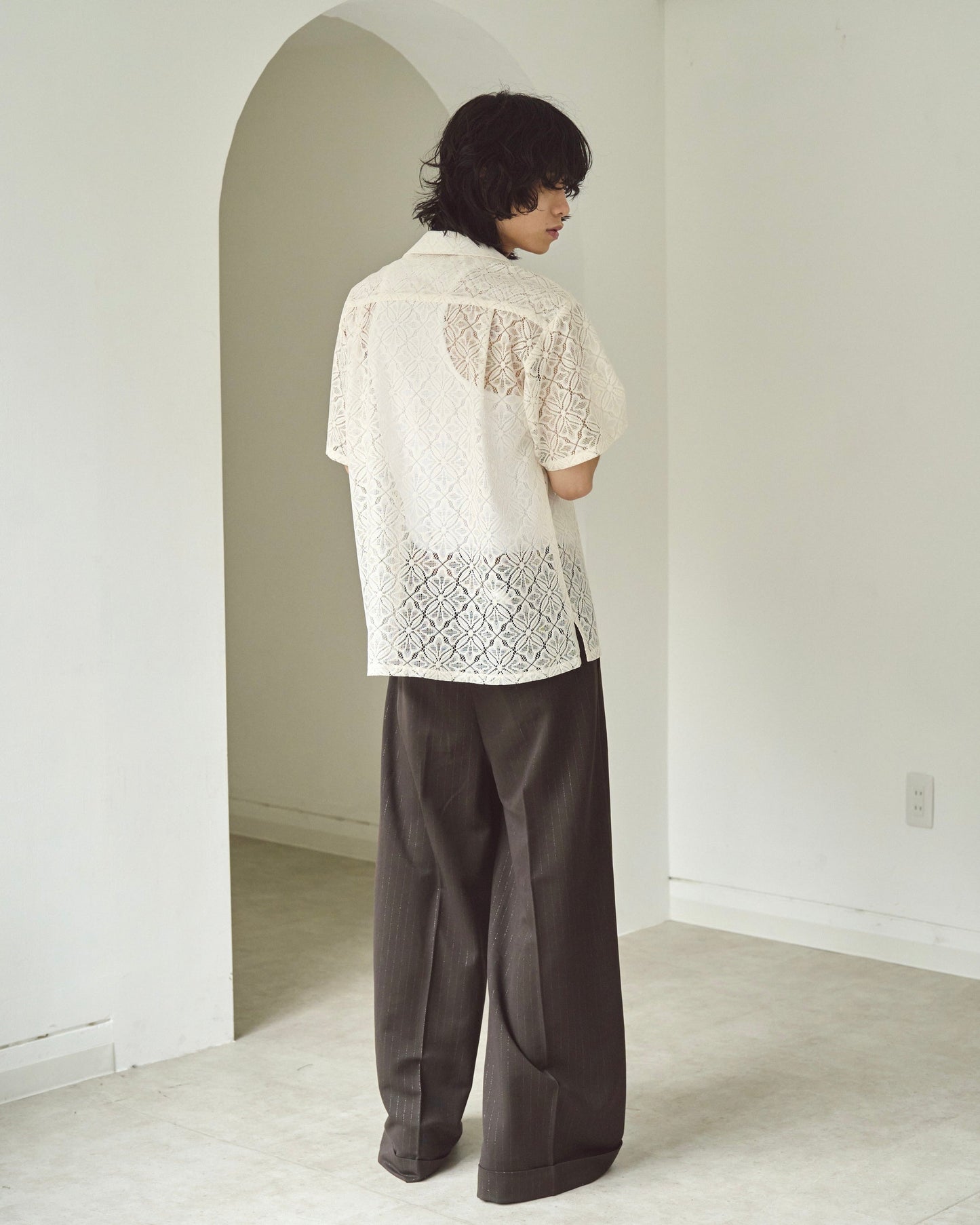 flower sheer embrodery shirt