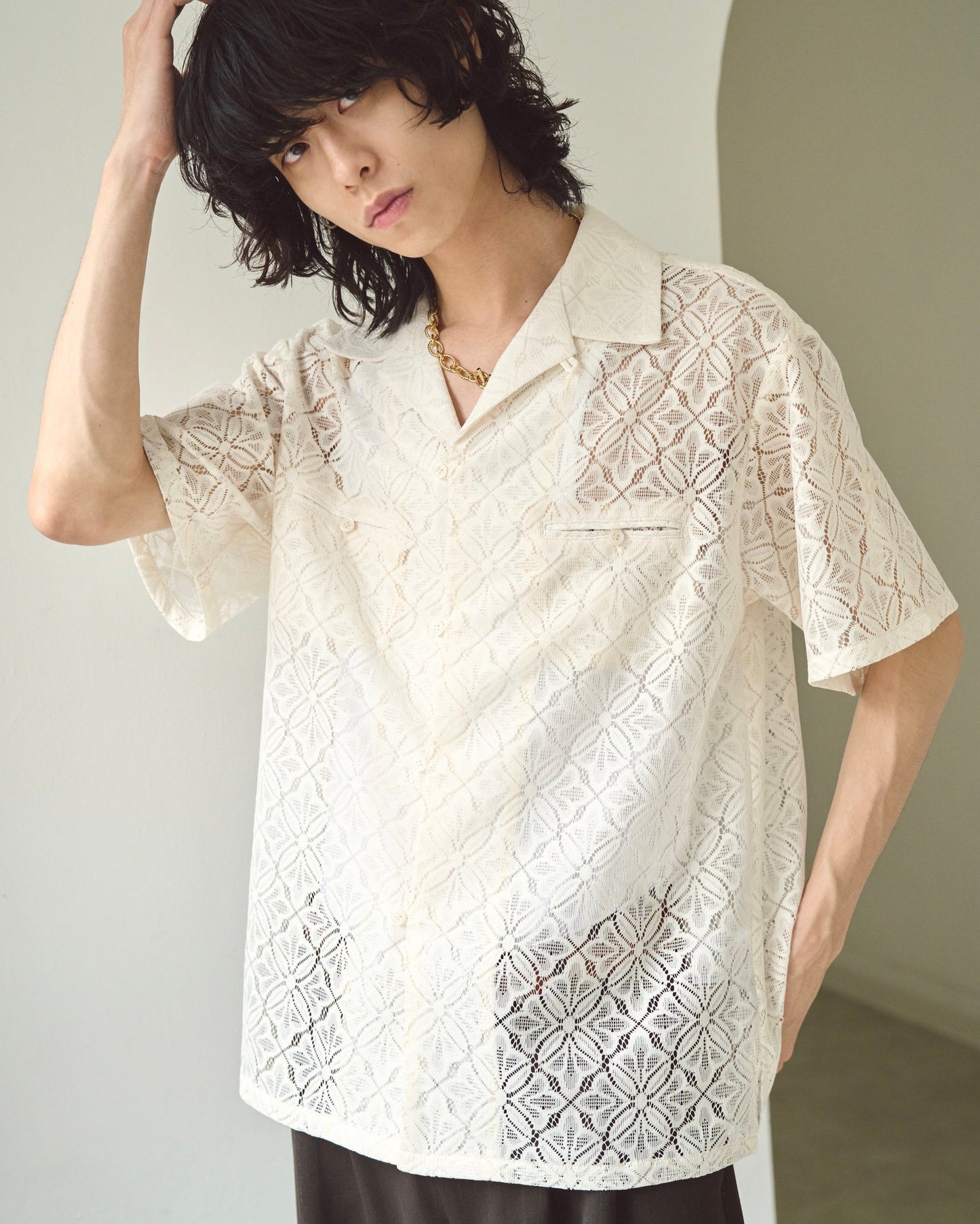 flower sheer embrodery shirt