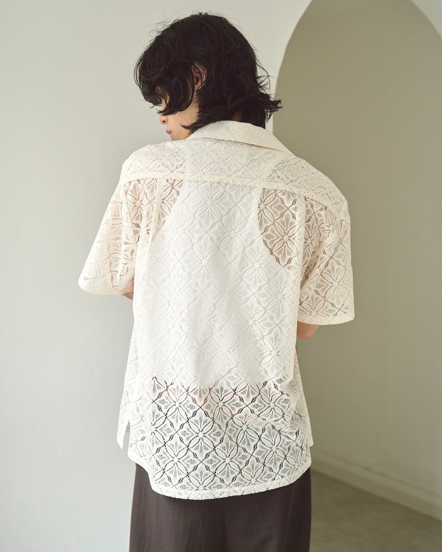 flower sheer embrodery shirt