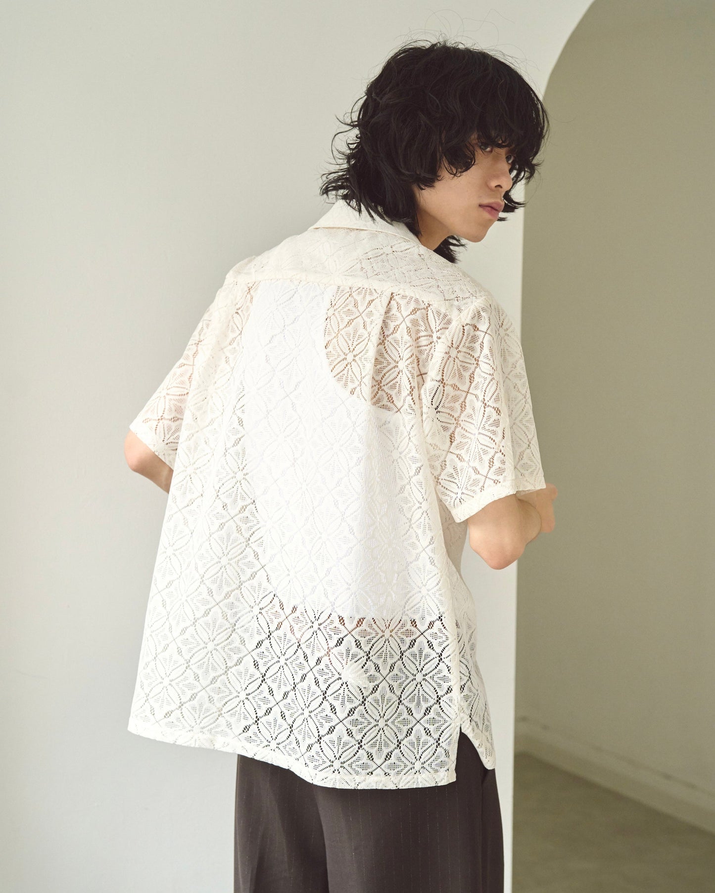 flower sheer embrodery shirt