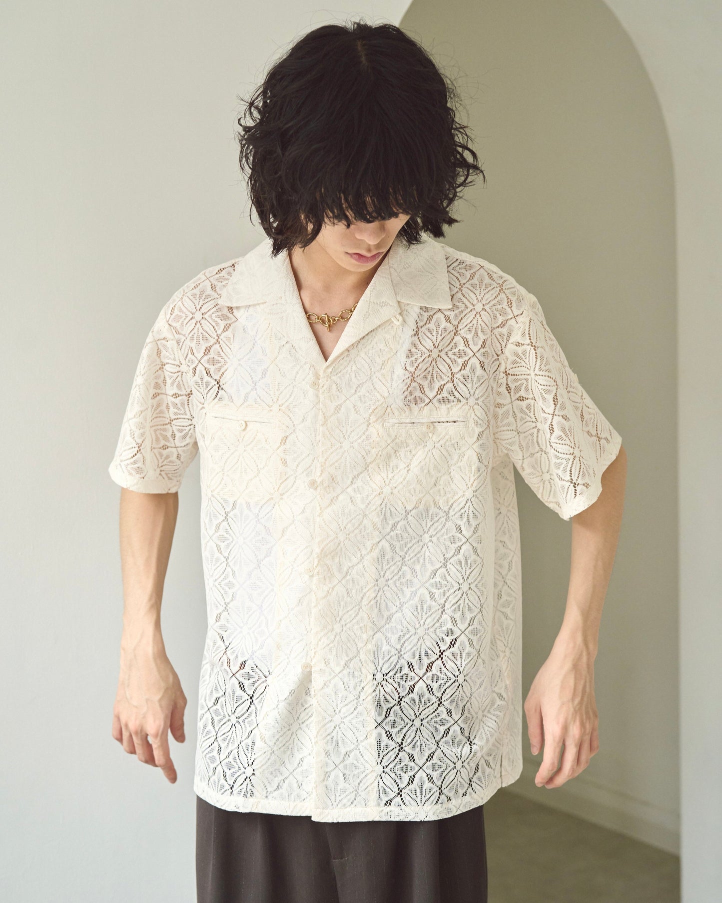 flower sheer embrodery shirt