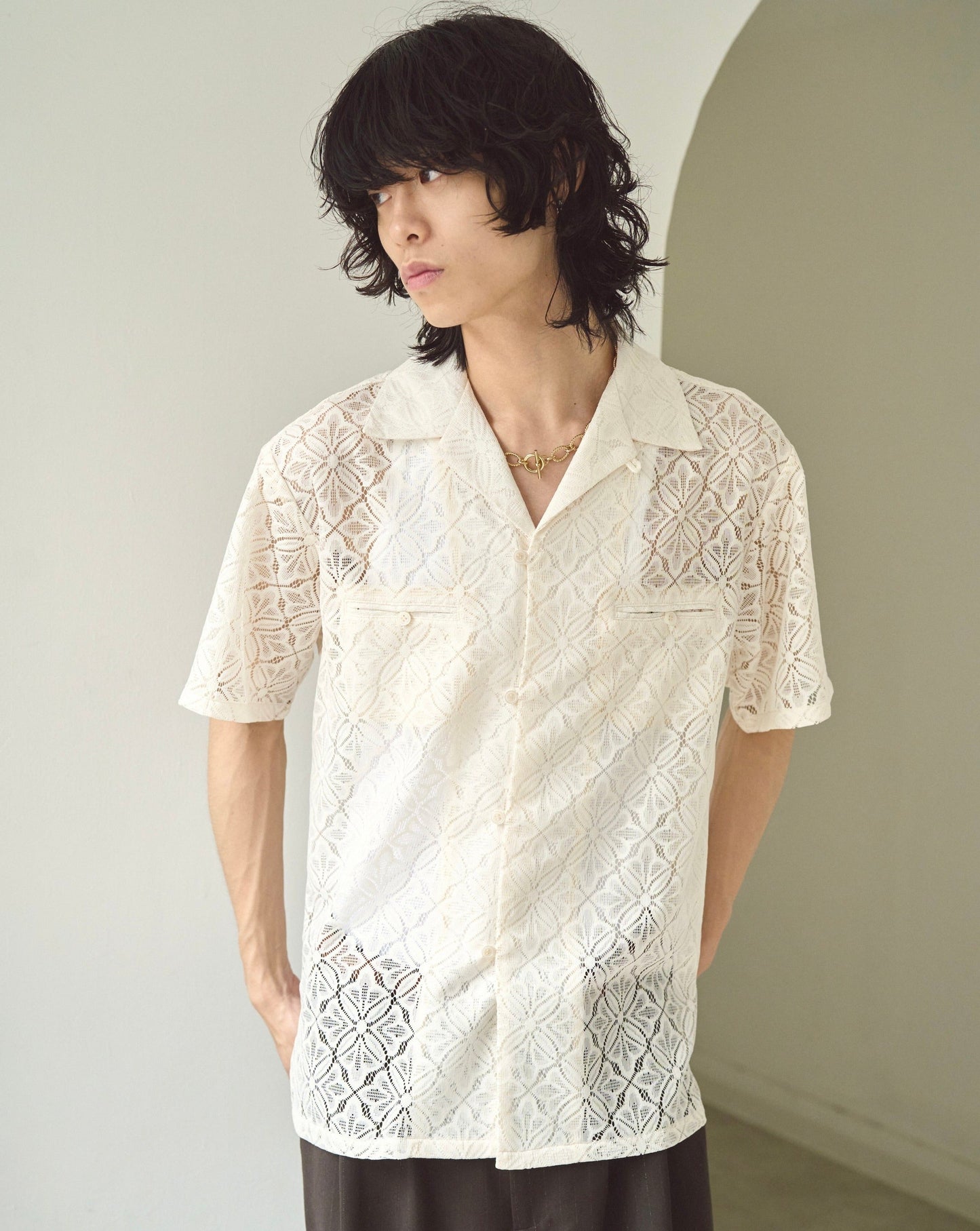 flower sheer embrodery shirt