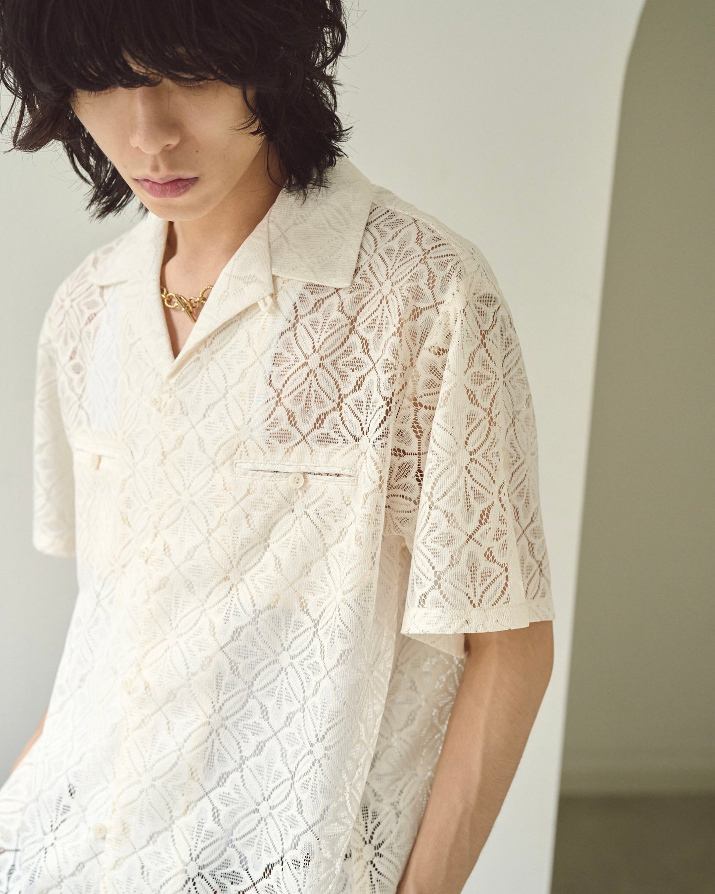 flower sheer embrodery shirt