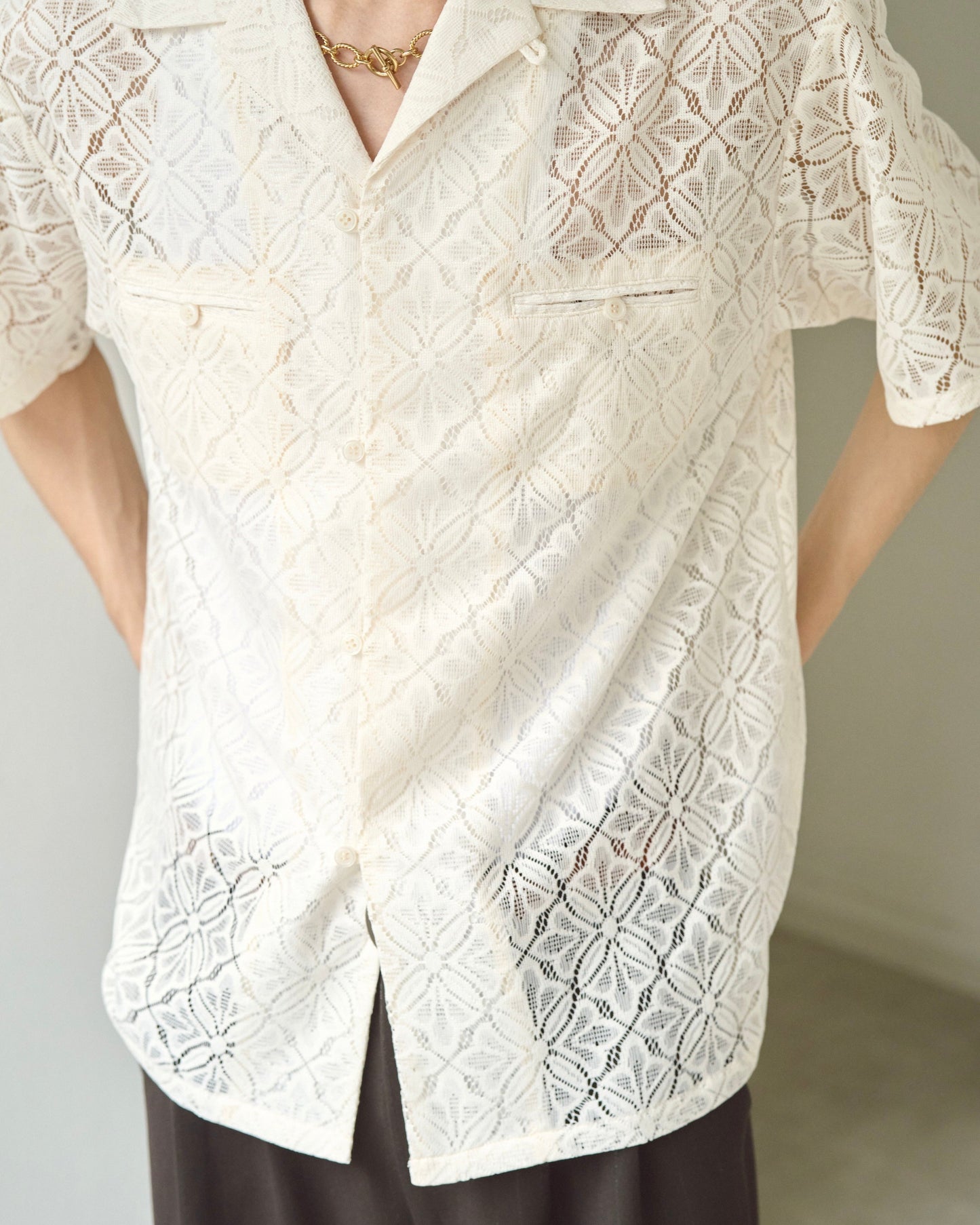 flower sheer embrodery shirt