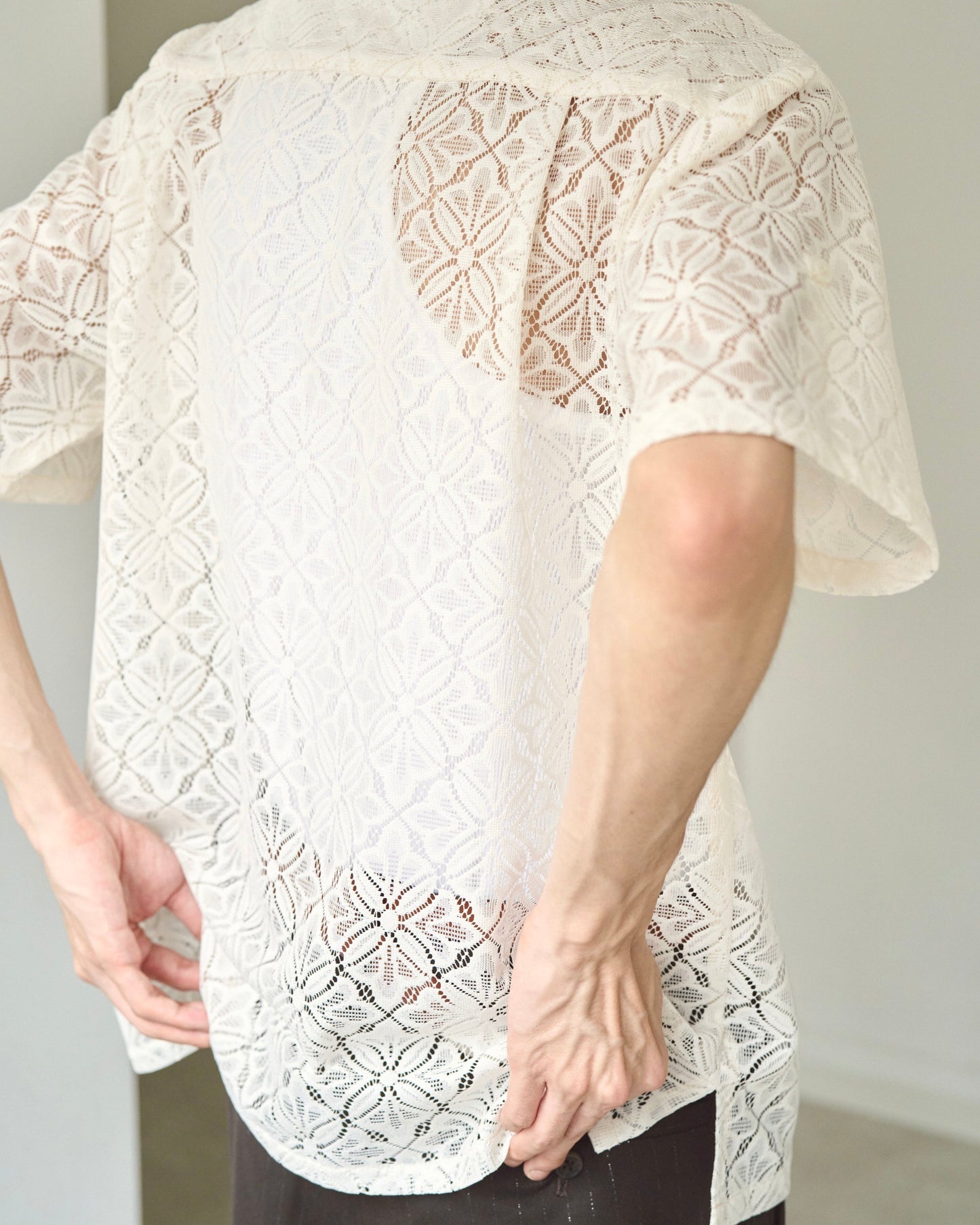 flower sheer embrodery shirt