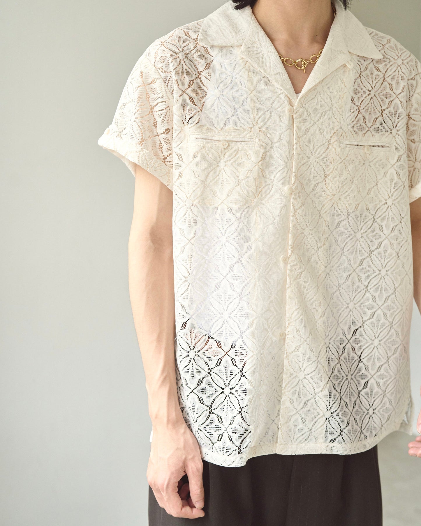 flower sheer embrodery shirt
