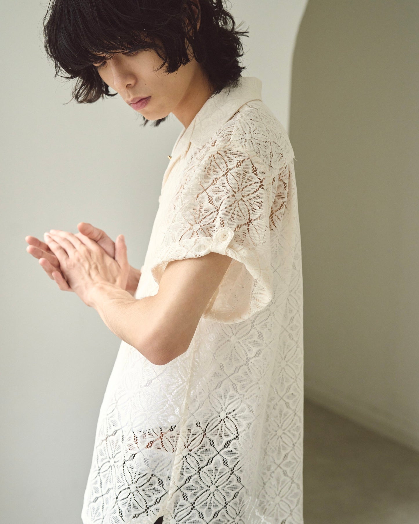 flower sheer embrodery shirt