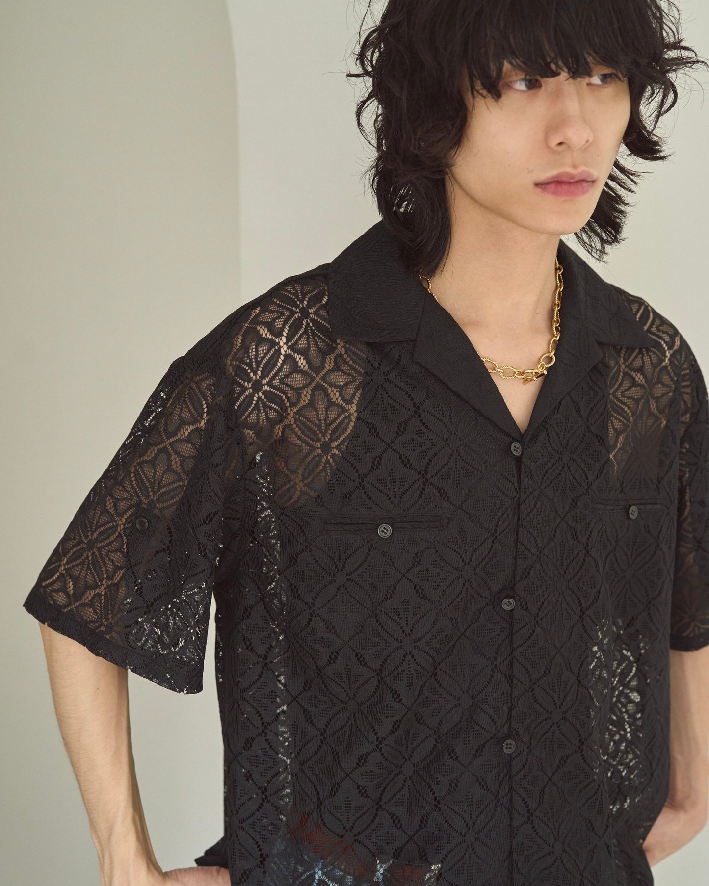 flower sheer embrodery shirt