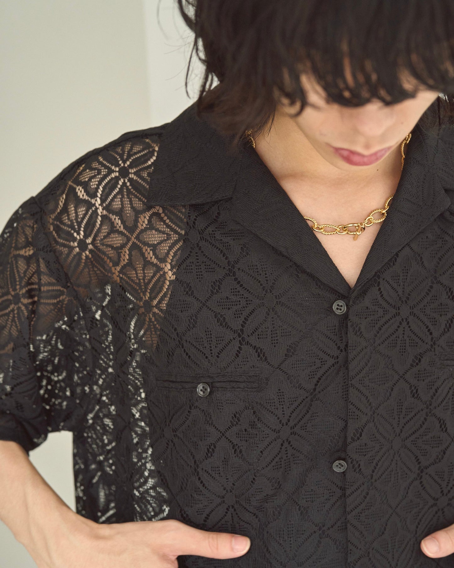 flower sheer embrodery shirt