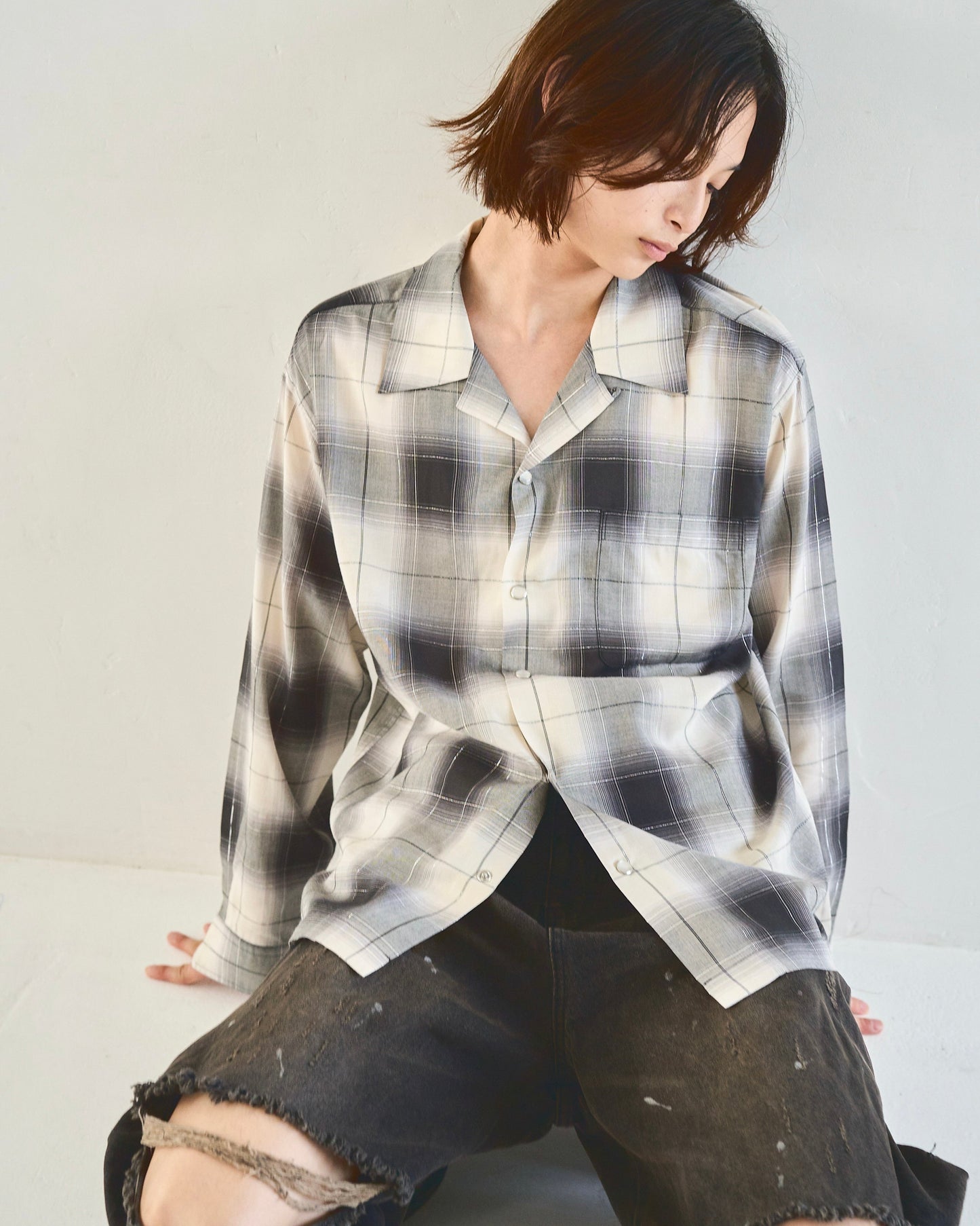 rame ombre rayon check l/s shirt