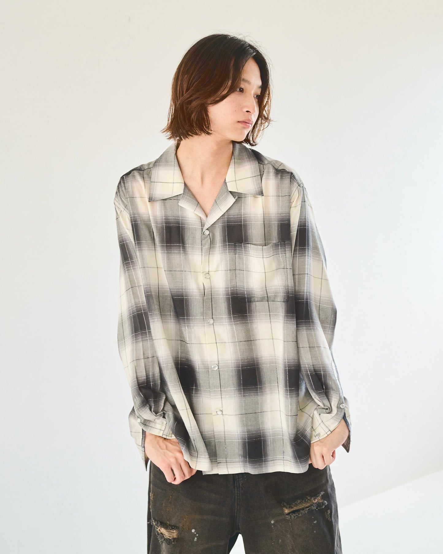 rame ombre rayon check l/s shirt