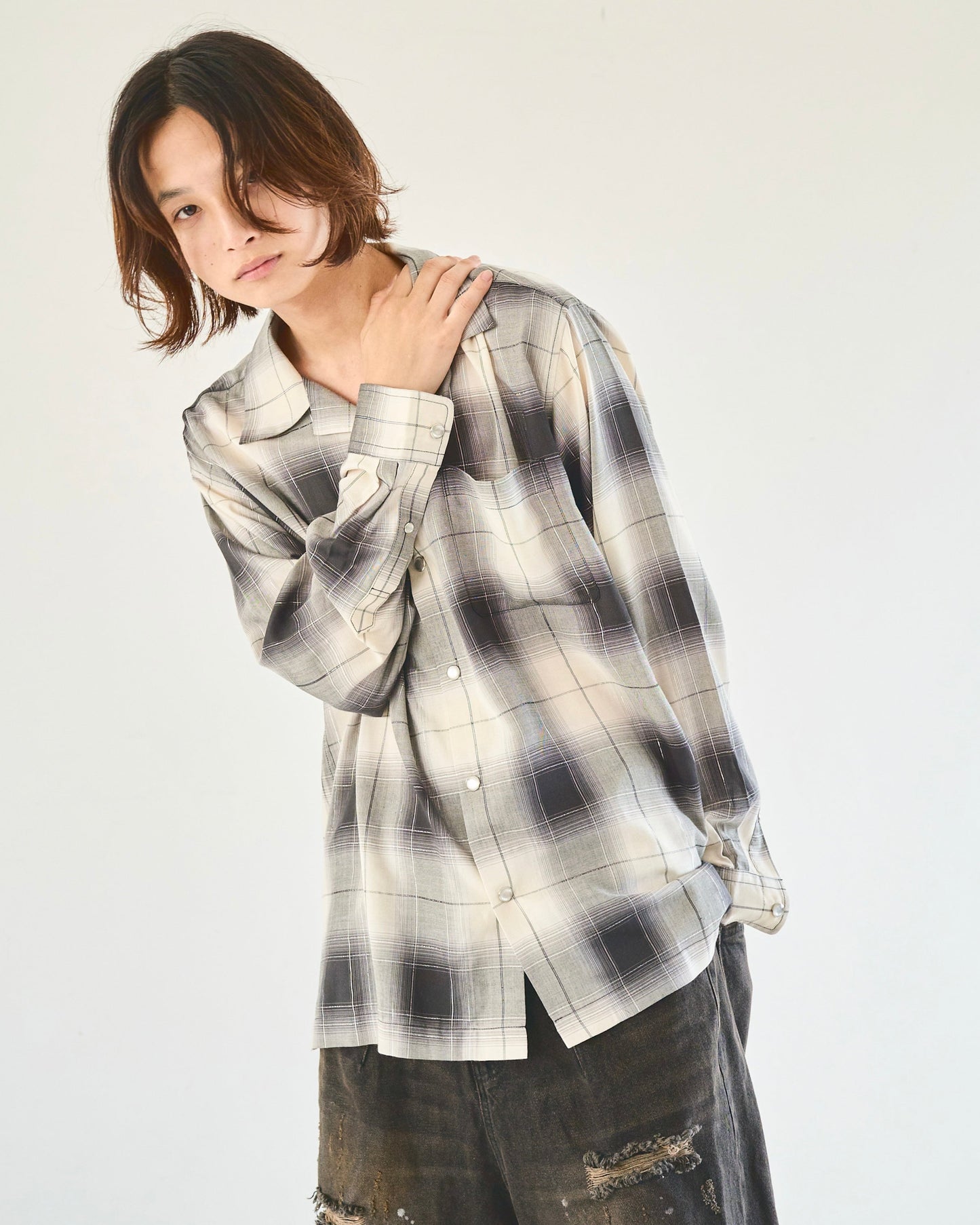 rame ombre rayon check l/s shirt