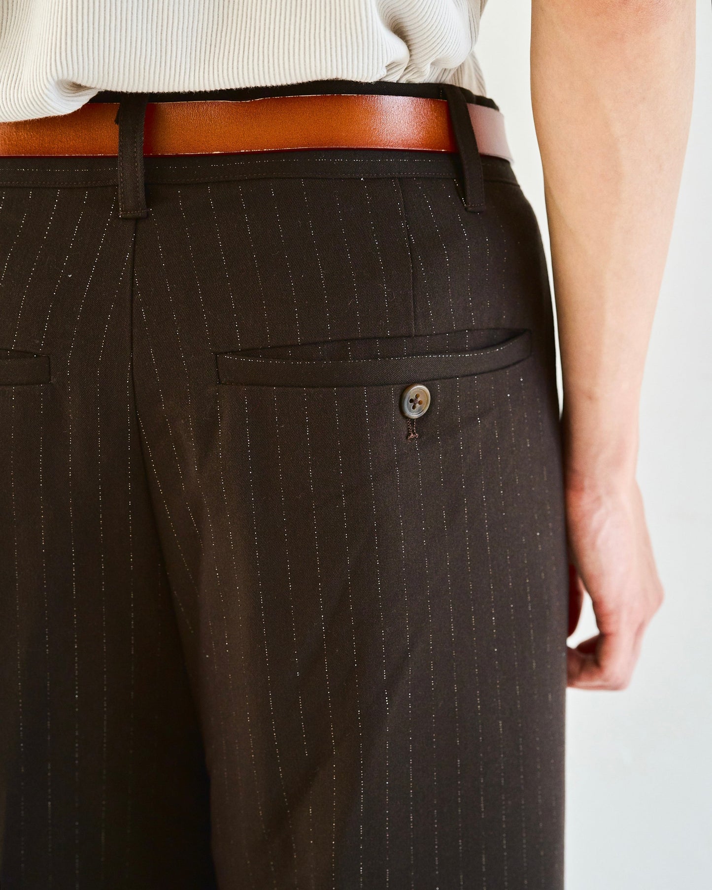 2tuck wide baggy flare rame slacks