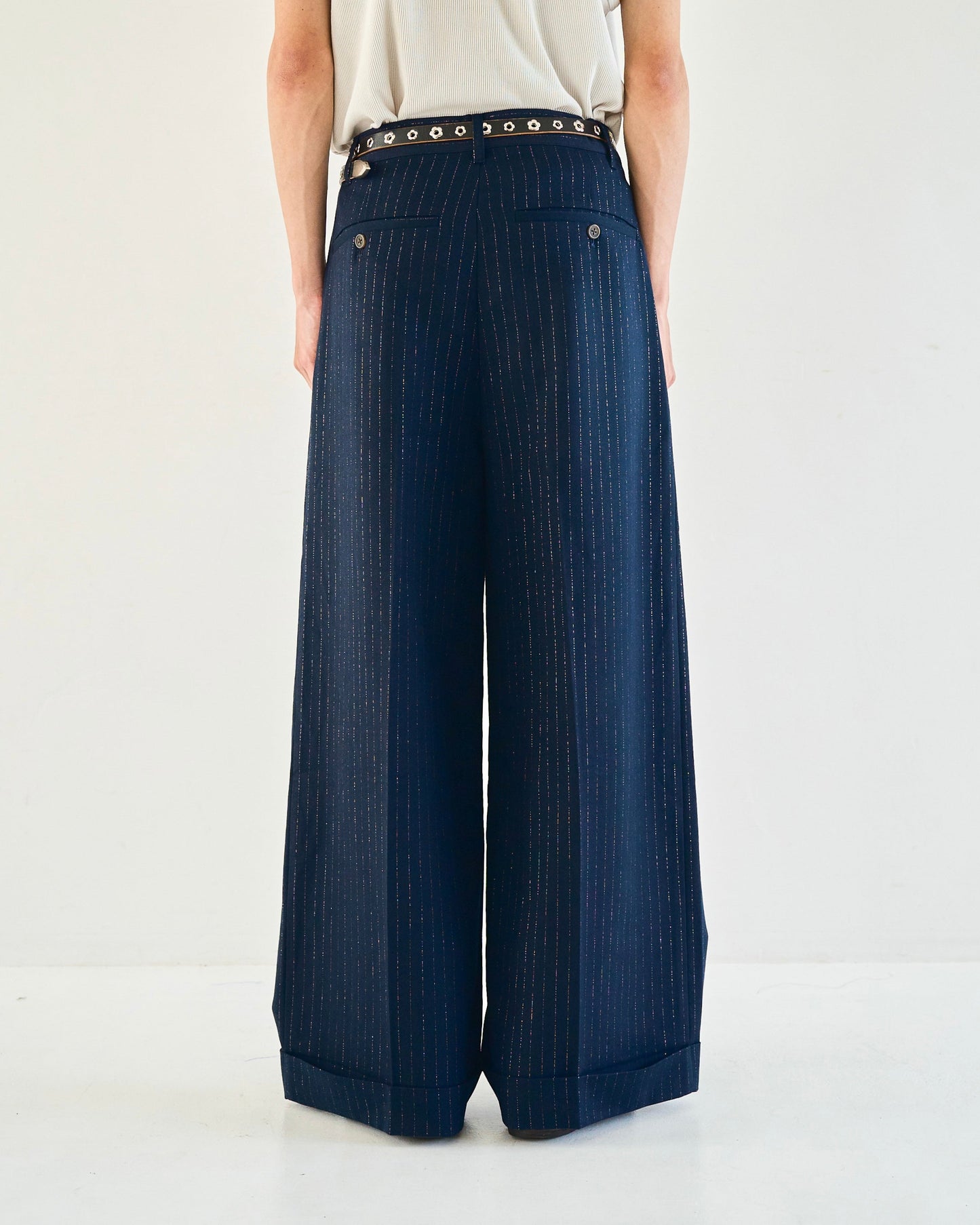 2tuck wide baggy flare rame slacks