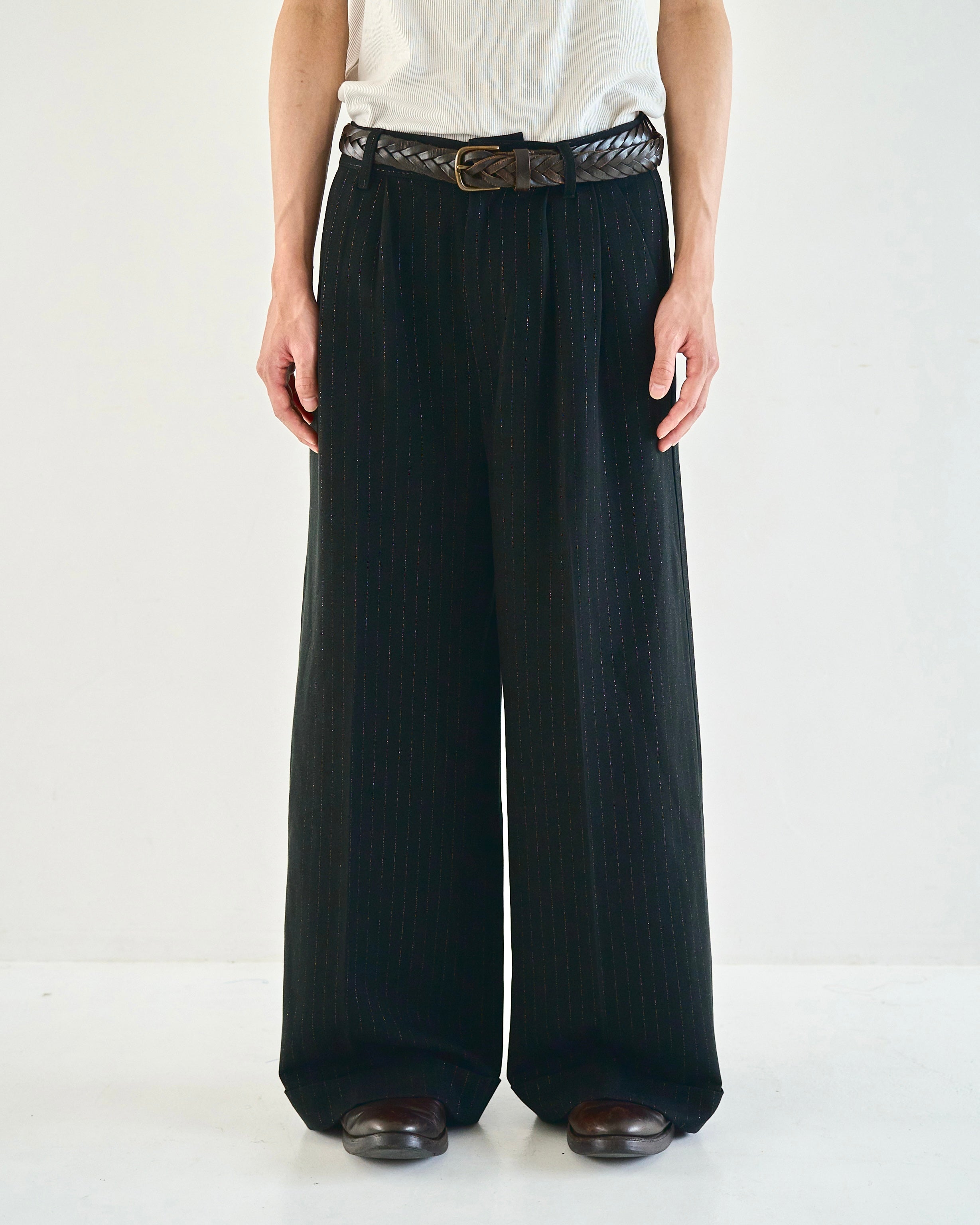 2tuck wide baggy flare rame slacks – CAMPHOR WOOD - OFFICIAL
