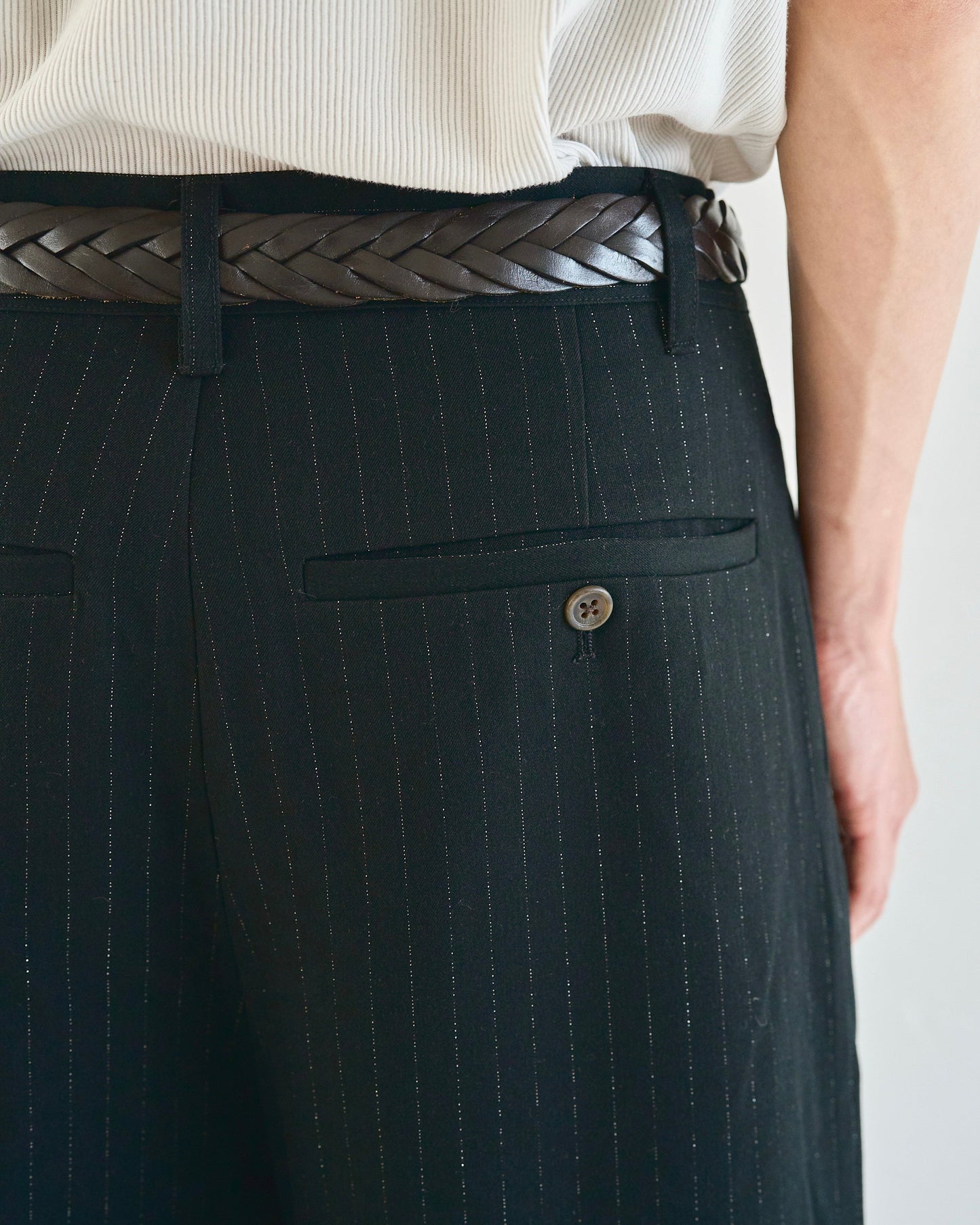 2tuck wide baggy flare rame slacks