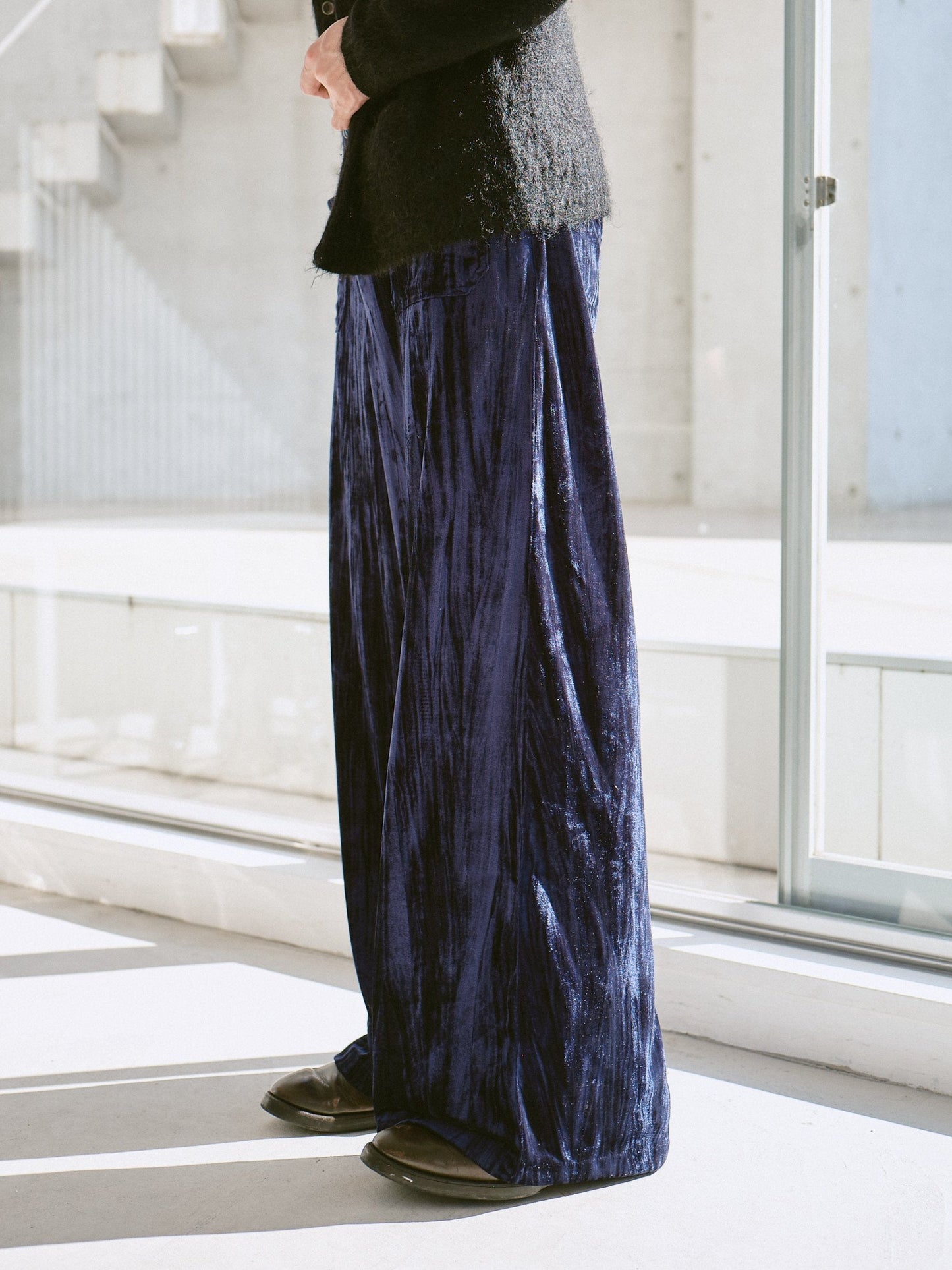 velvet wide baggy sailor trousers