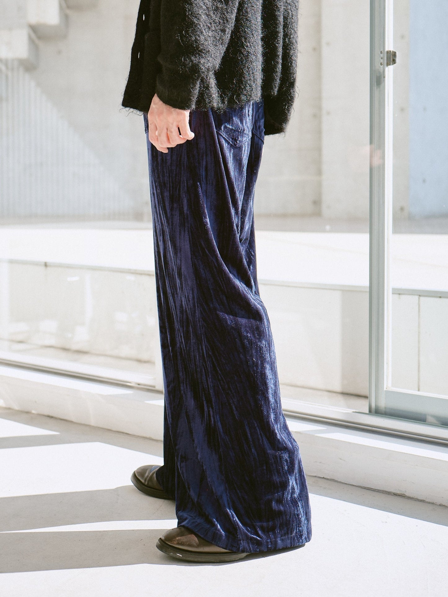 velvet wide baggy sailor trousers