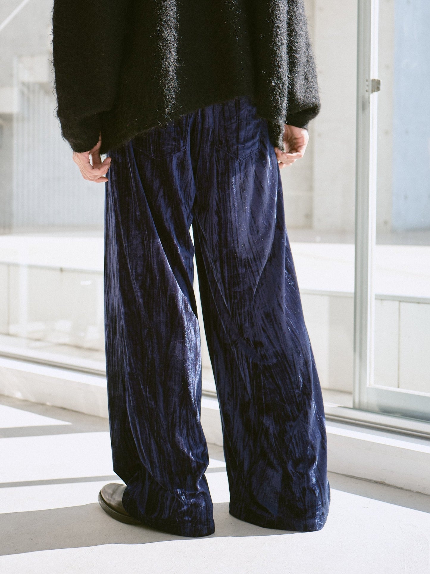 velvet wide baggy sailor trousers