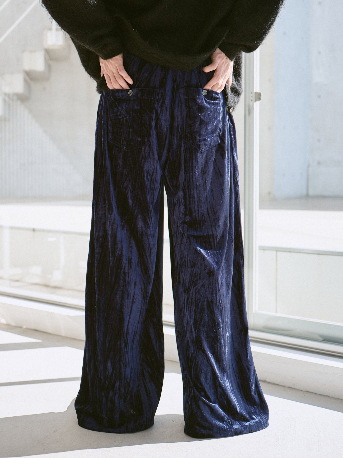 velvet wide baggy sailor trousers