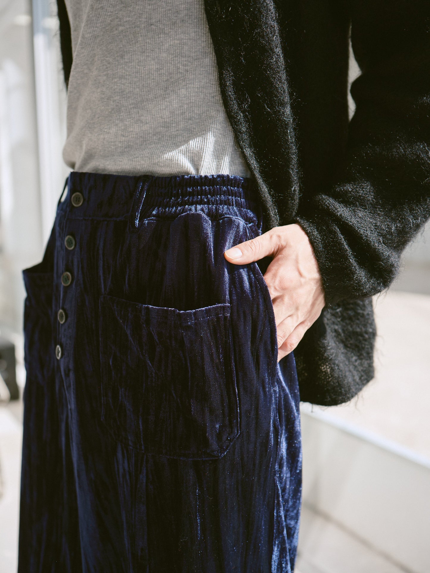 velvet wide baggy sailor trousers