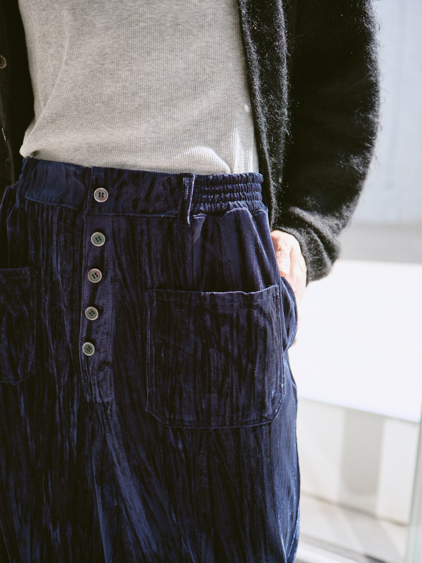 velvet wide baggy sailor trousers