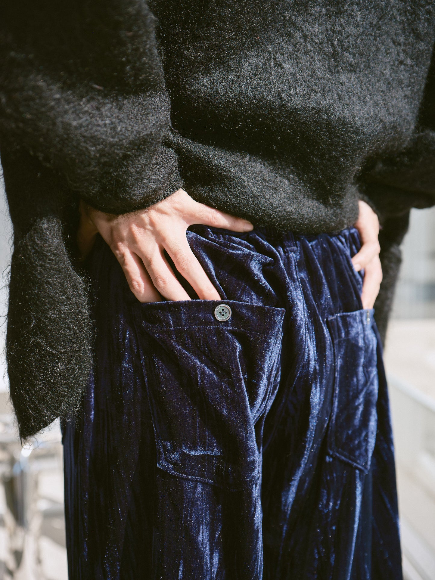 velvet wide baggy sailor trousers