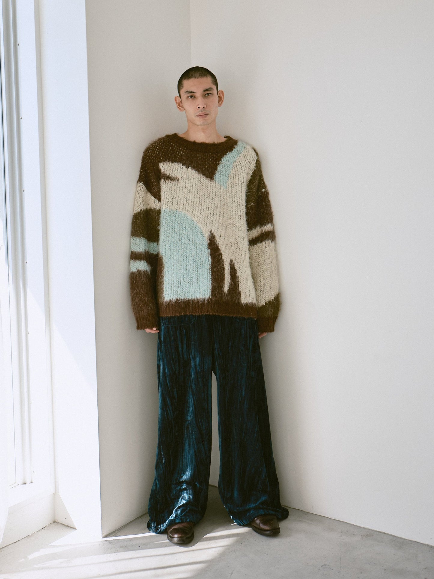 velvet wide baggy sailor trousers